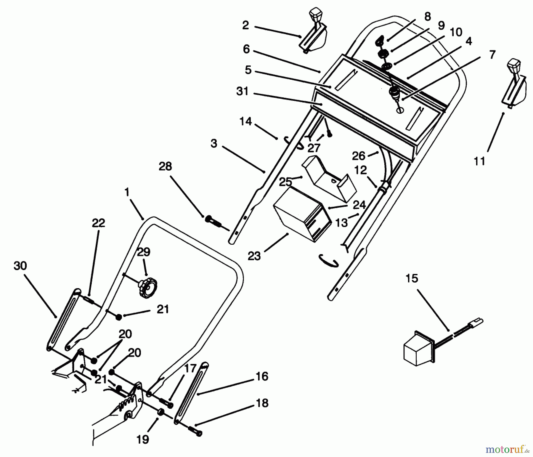  Toro Neu Mowers, Walk-Behind Seite 1 20763B - Toro Lawnmower, 1993 (39000001-39999999) HANDLE ASSEMBLY