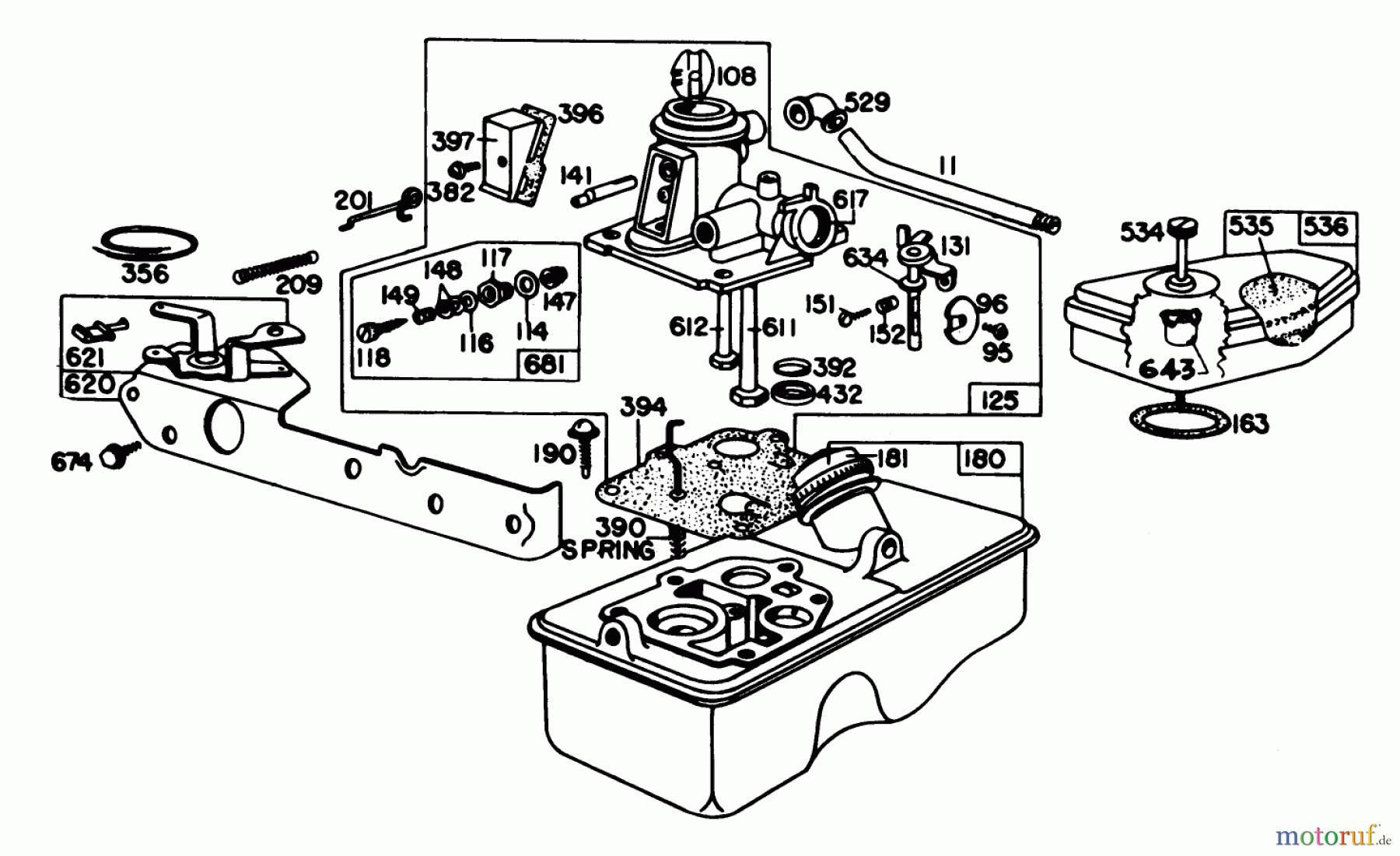  Toro Neu Mowers, Walk-Behind Seite 1 20765 - Toro Lawnmower, 1980 (0000001-0999999) CARBURETOR ASSEMBLY MODEL 92908-1956-01