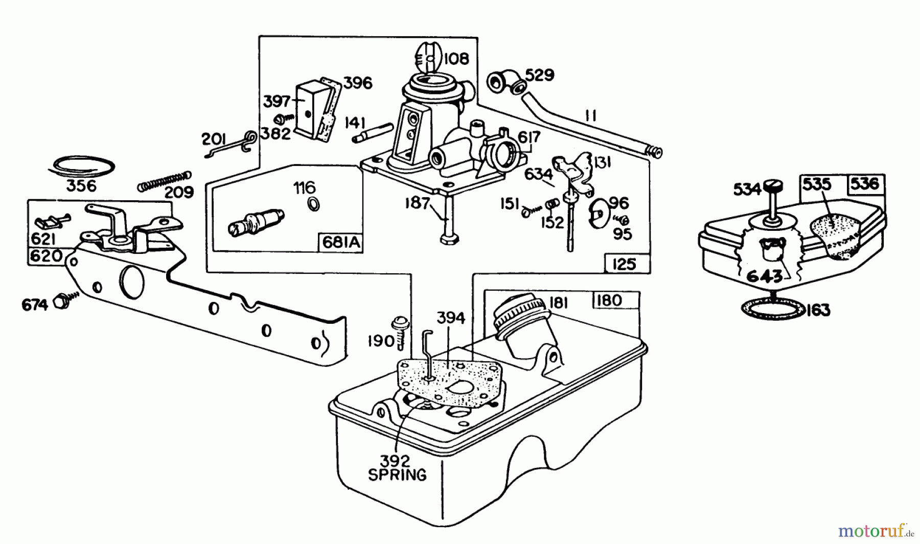  Toro Neu Mowers, Walk-Behind Seite 1 20765 - Toro Lawnmower, 1980 (0000001-0999999) CARBURETOR ASSEMBLY MODEL 93508-0192-01