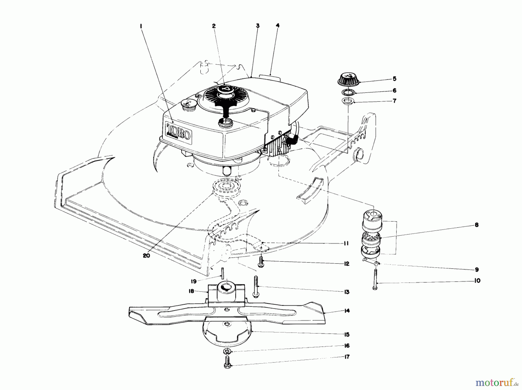  Toro Neu Mowers, Walk-Behind Seite 1 20775 - Toro Lawnmower, 1980 (0000001-0999999) ENGINE ASSEMBLY