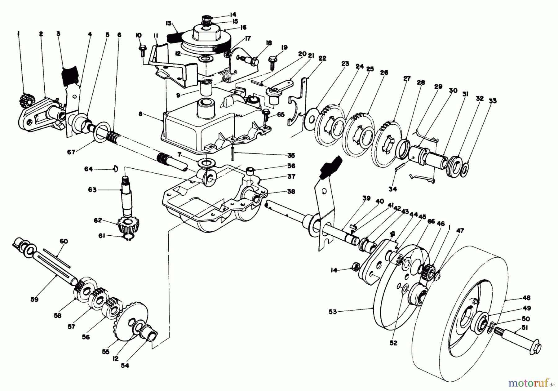  Toro Neu Mowers, Walk-Behind Seite 1 20775 - Toro Lawnmower, 1981 (1000001-1999999) GEAR CASE ASSEMBLY