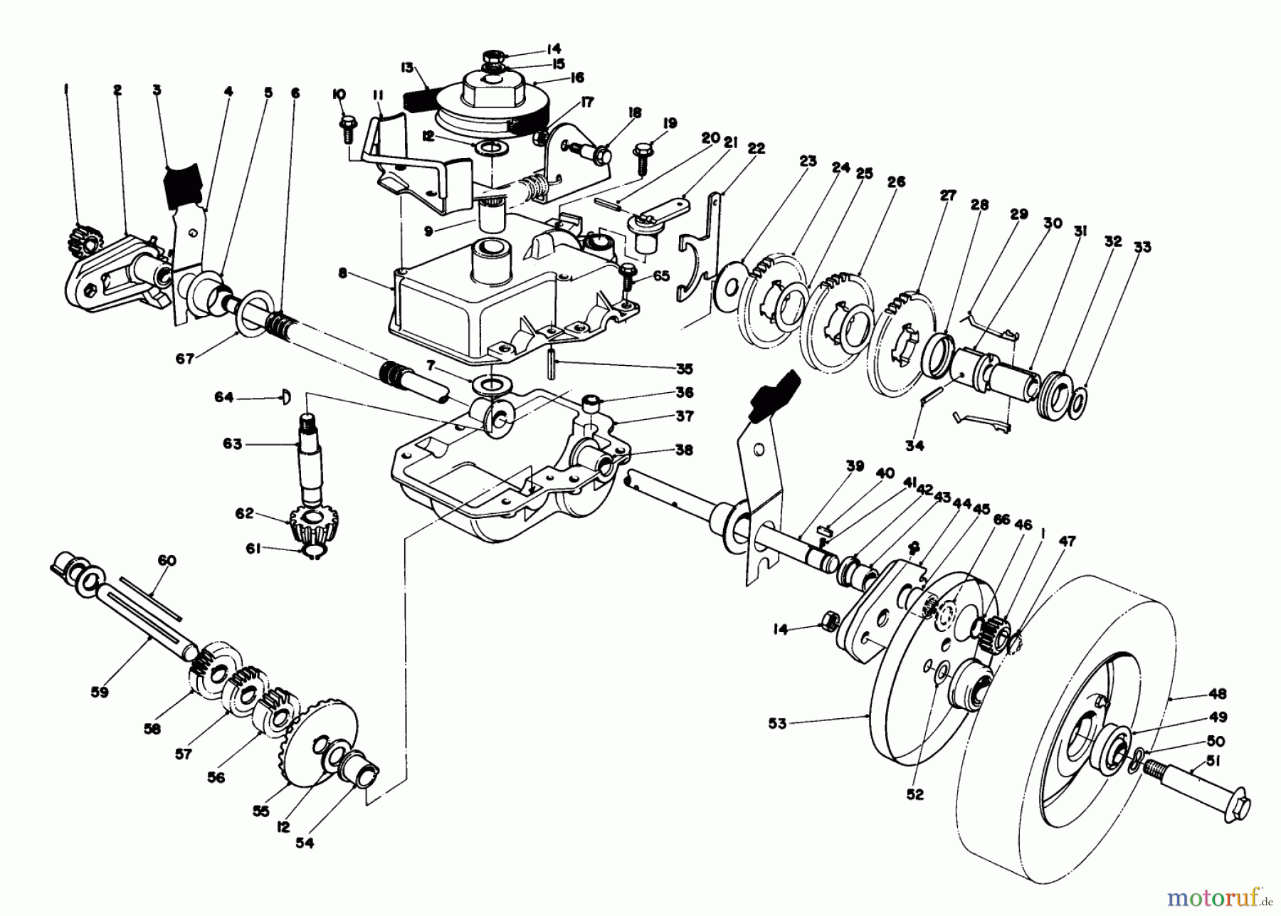  Toro Neu Mowers, Walk-Behind Seite 1 20785 - Toro Lawnmower, 1981 (1000001-1999999) GEAR CASE ASSEMBLY