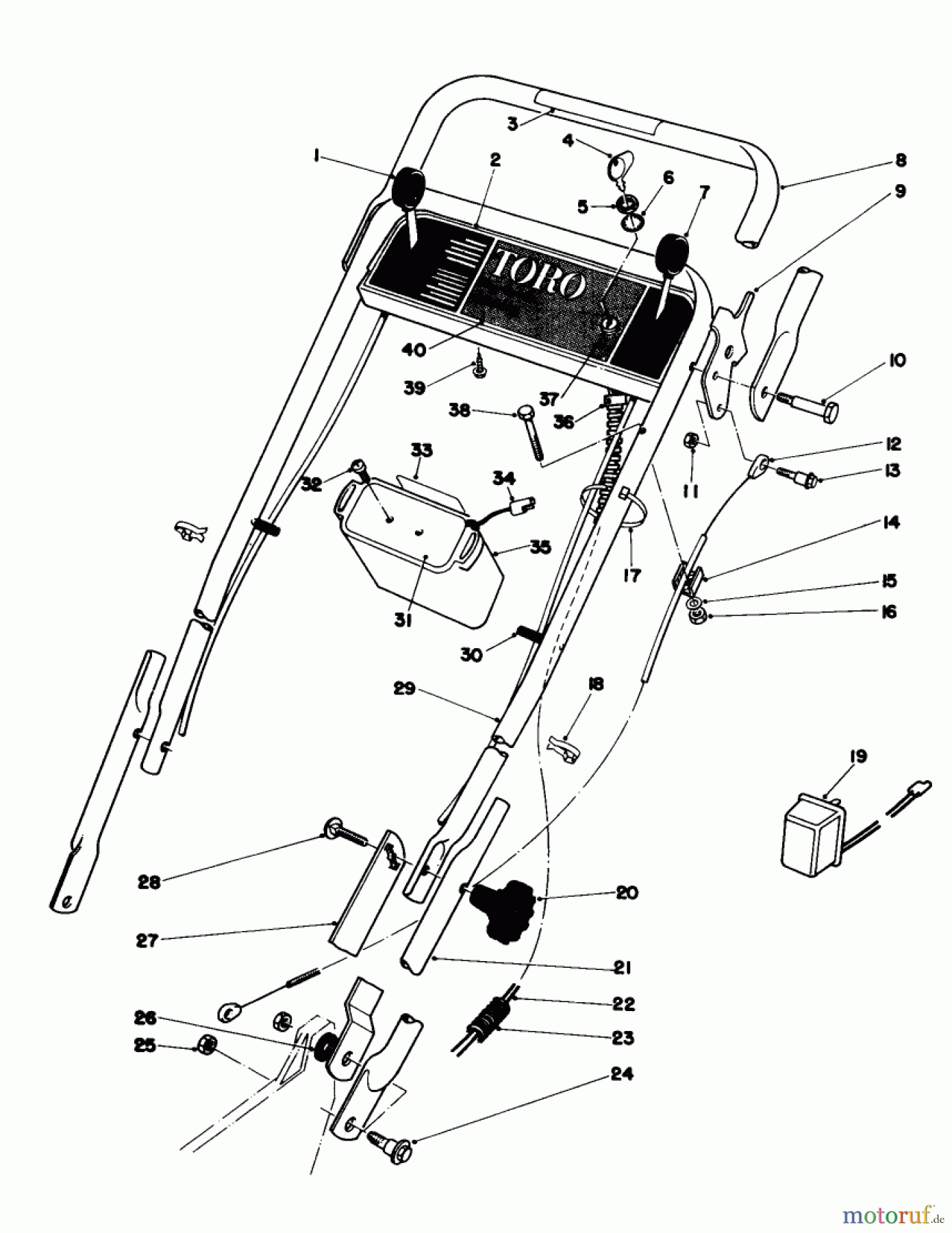  Toro Neu Mowers, Walk-Behind Seite 1 20790 - Toro Lawnmower, 1979 (9000001-9999999) HANDLE ASSEMBLY