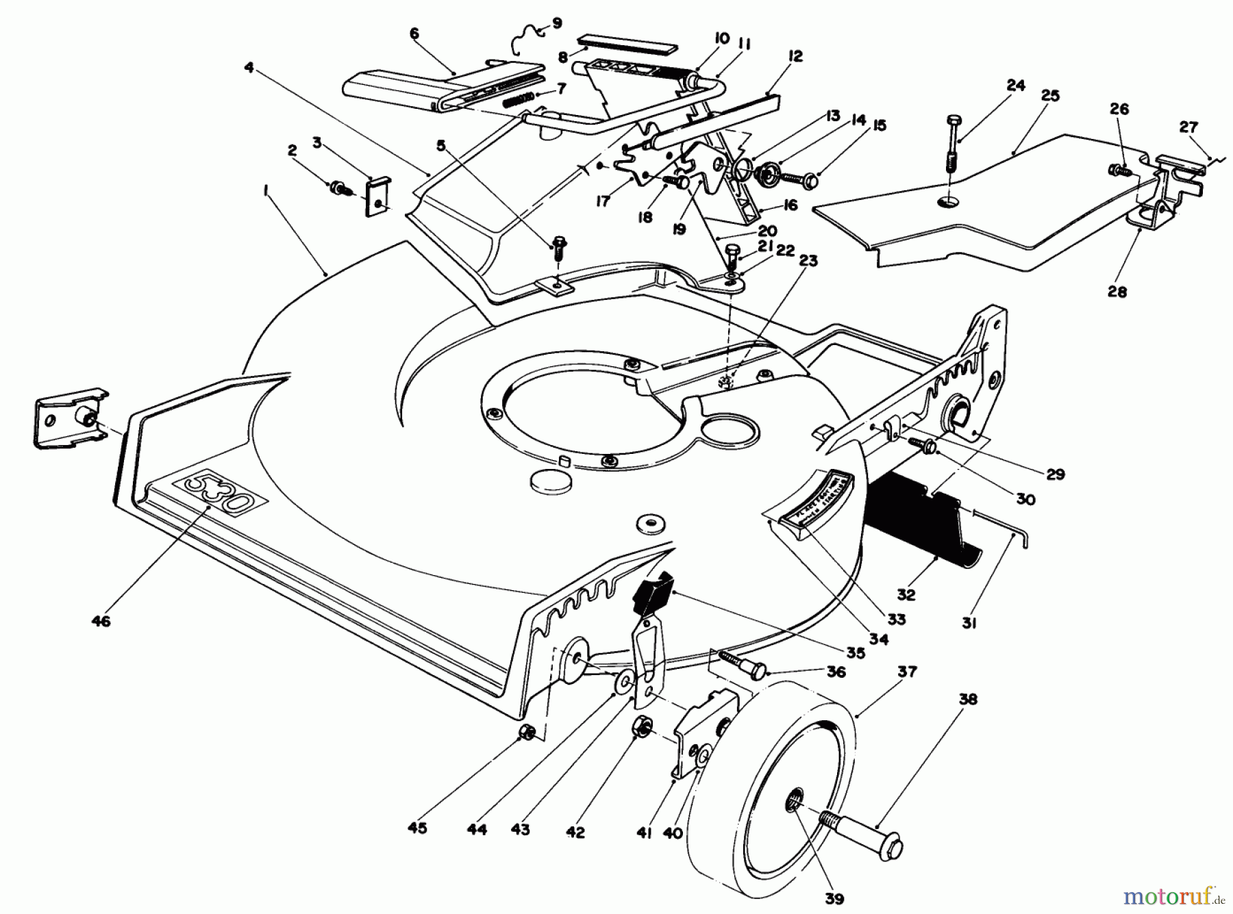  Toro Neu Mowers, Walk-Behind Seite 1 20810 - Toro Lawnmower, 1983 (3000001-3999999) HOUSING ASSEMBLY