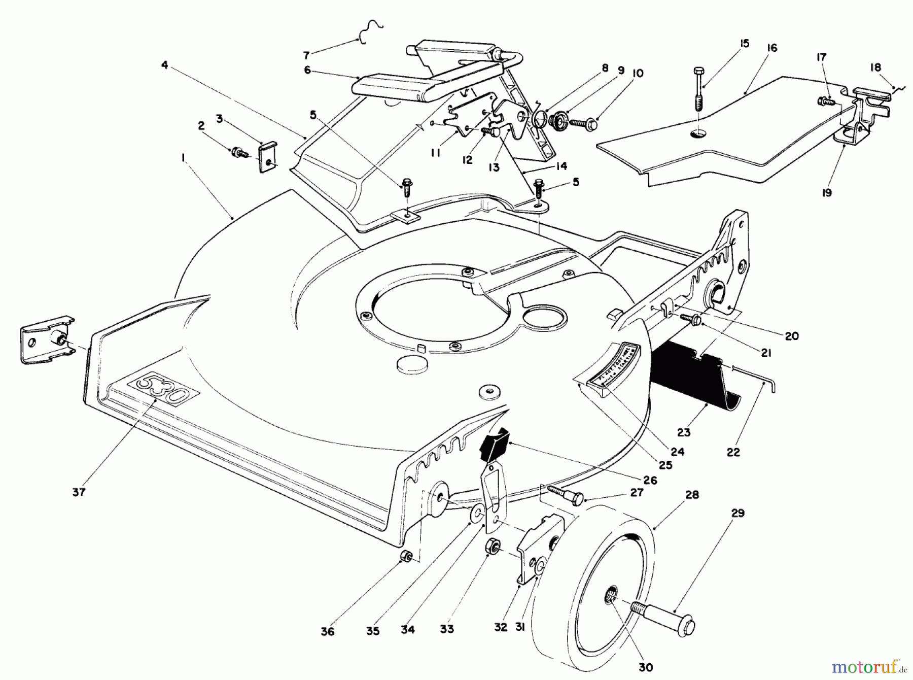  Toro Neu Mowers, Walk-Behind Seite 1 20810 - Toro Lawnmower, 1984 (4000001-4999999) HOUSING ASSEMBLY