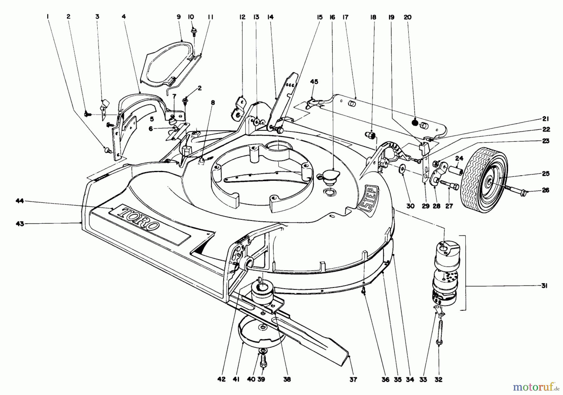  Toro Neu Mowers, Walk-Behind Seite 2 21473 - Toro Guardian Lawnmower, 1973 (3000001-3999999) HOUSING ASSEMBLY MODEL 21273