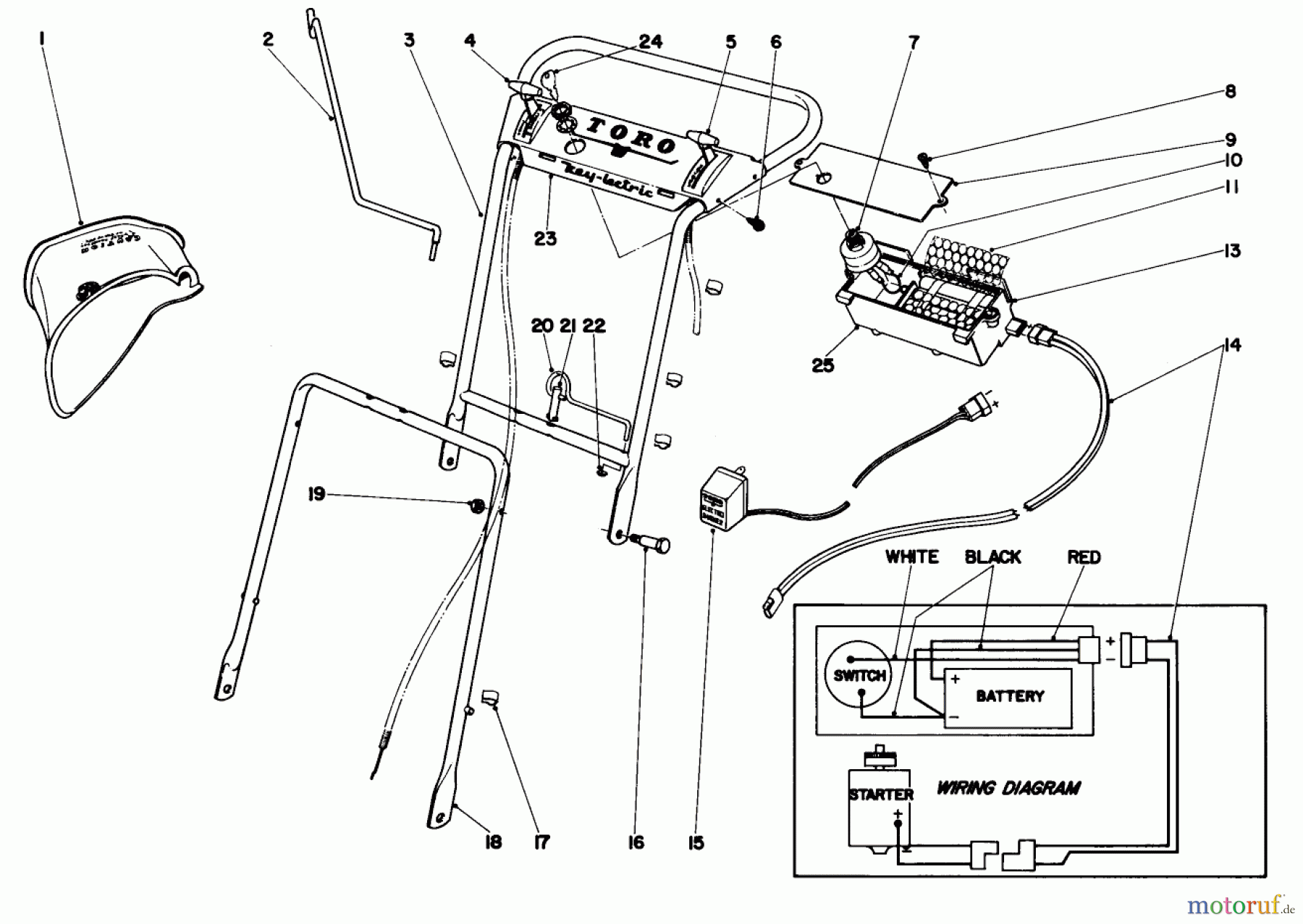  Toro Neu Mowers, Walk-Behind Seite 2 21101 - Toro Whirlwind Lawnmower, 1969 (9000001-9999999) HANDLE ASSEMBLY