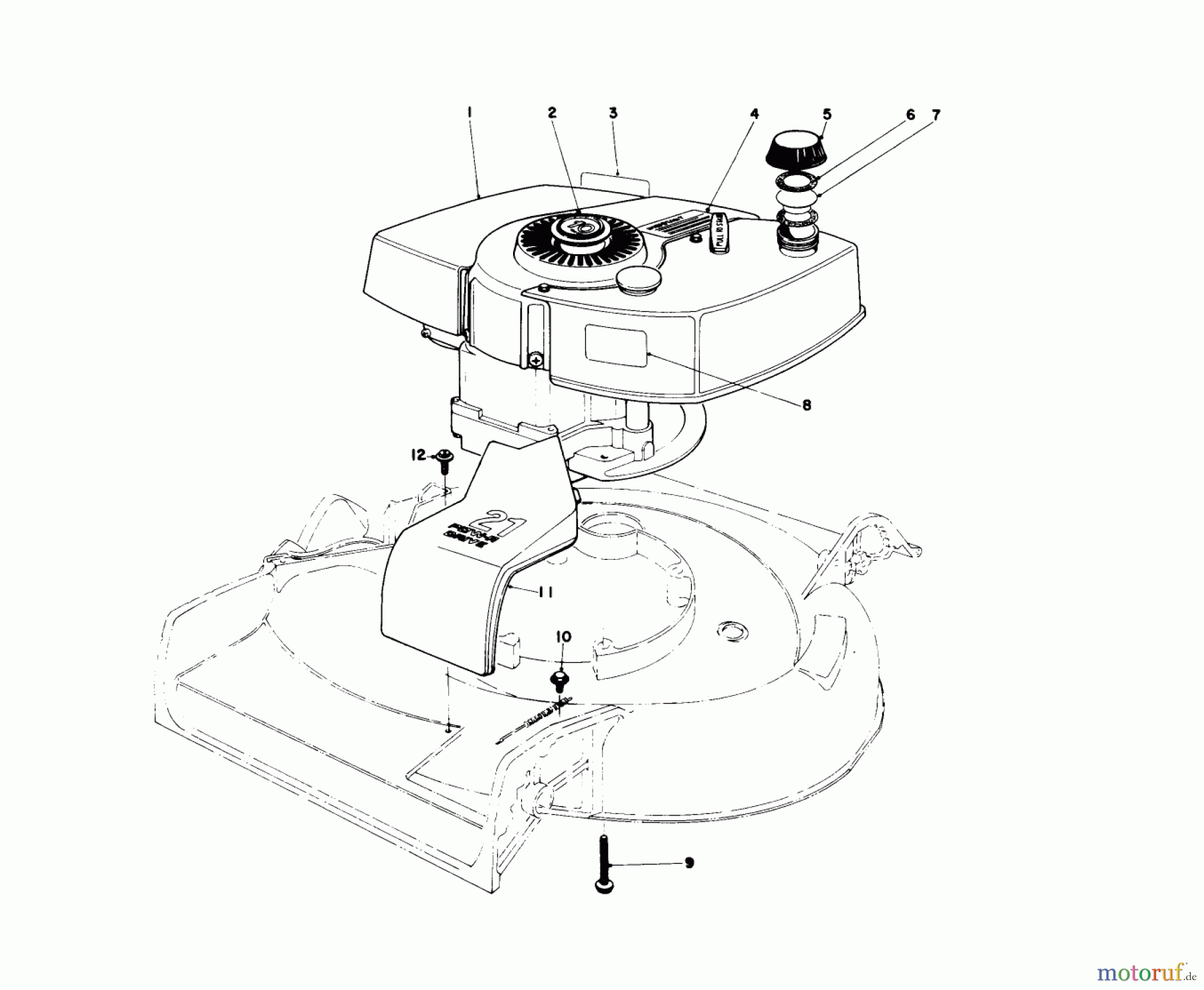  Toro Neu Mowers, Walk-Behind Seite 2 21647 - Toro Guardian Lawnmower, 1977 (7000001-7999999) ENGINE ASSEMBLY MODEL NO. 21647