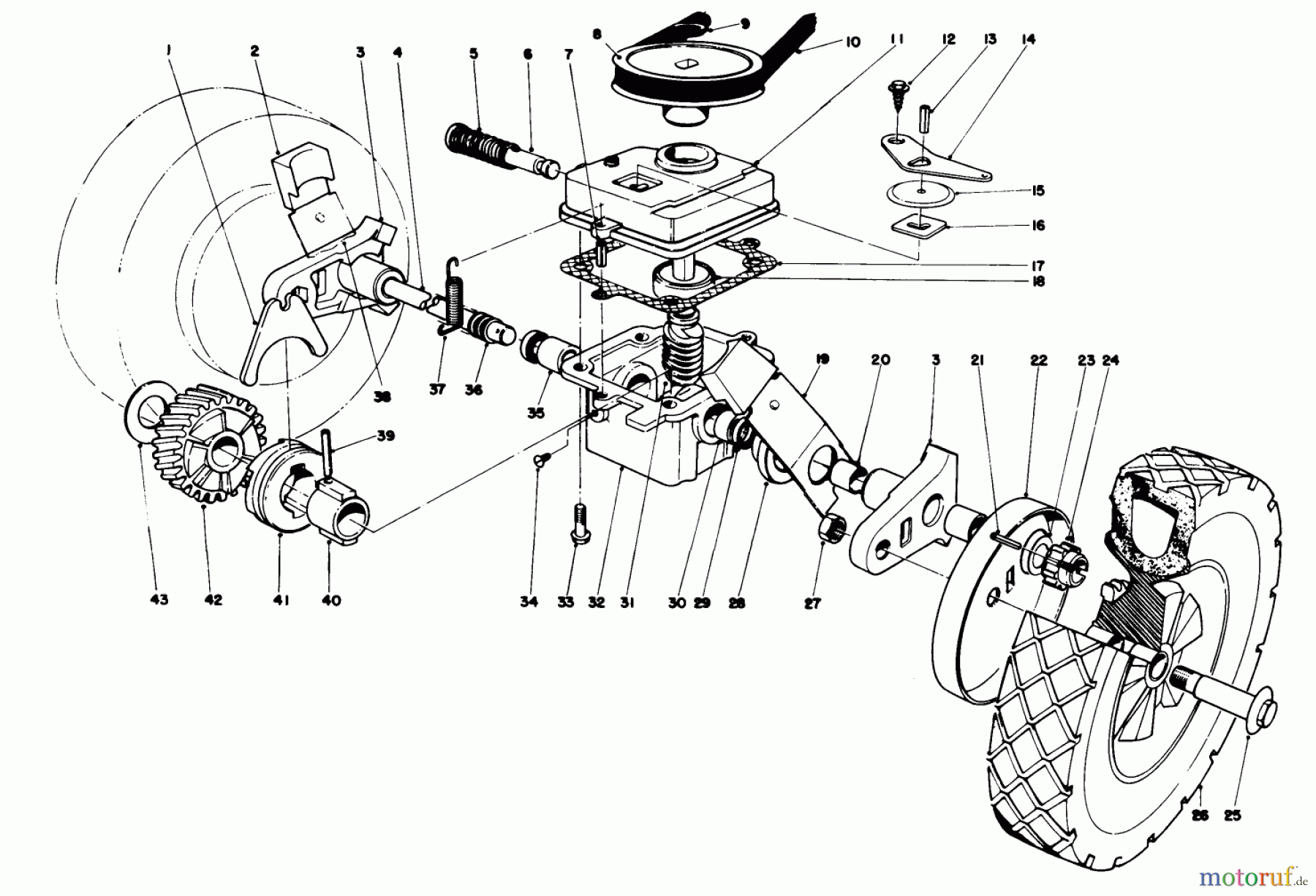  Toro Neu Mowers, Walk-Behind Seite 2 21658 - Toro Whirlwind II Deluxe, 1978 (8000001-8999999) GEAR CASE ASSEMBLY