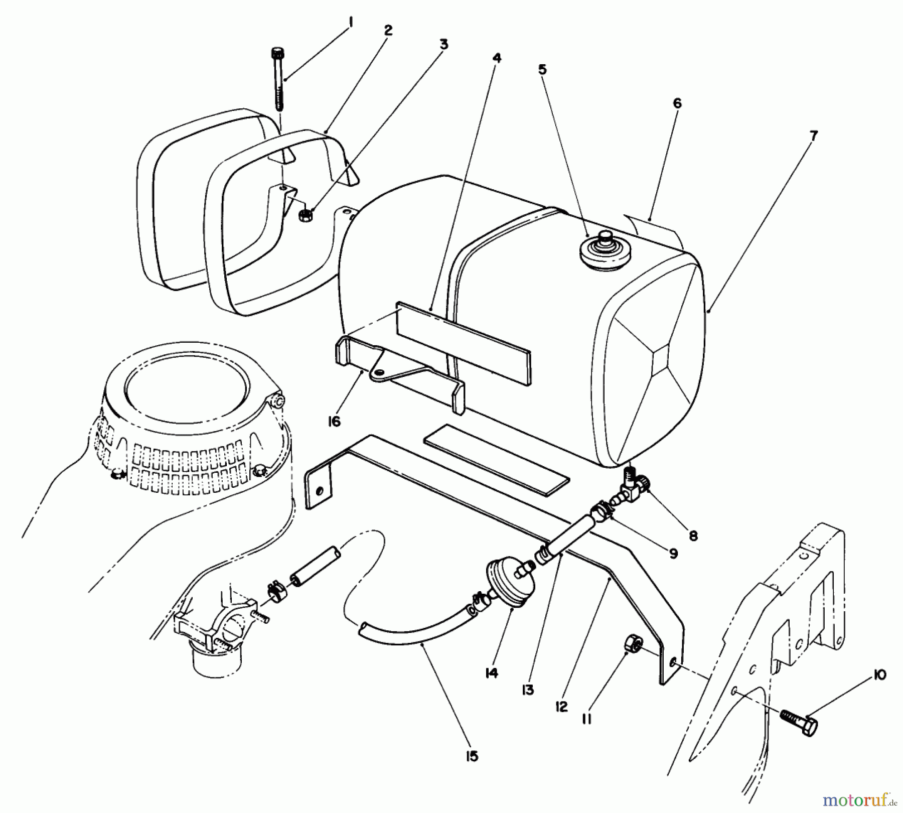  Toro Neu Mowers, Walk-Behind Seite 2 22025 - Toro Lawnmower, 1988 (8000001-8999999) GAS TANK ASSEMBLY