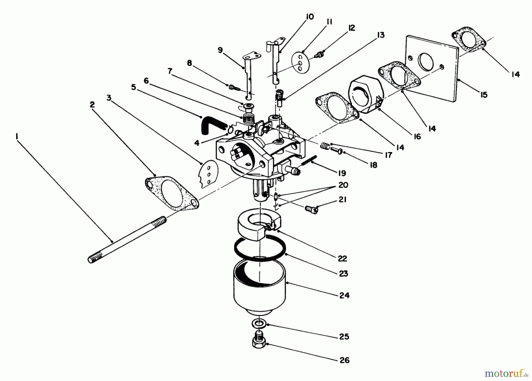  Toro Neu Mowers, Walk-Behind Seite 2 22025 - Toro Lawnmower, 1990 (0000001-0999999) CARBURETOR ASSEMBLY (MODEL NO. 47PK9-3)