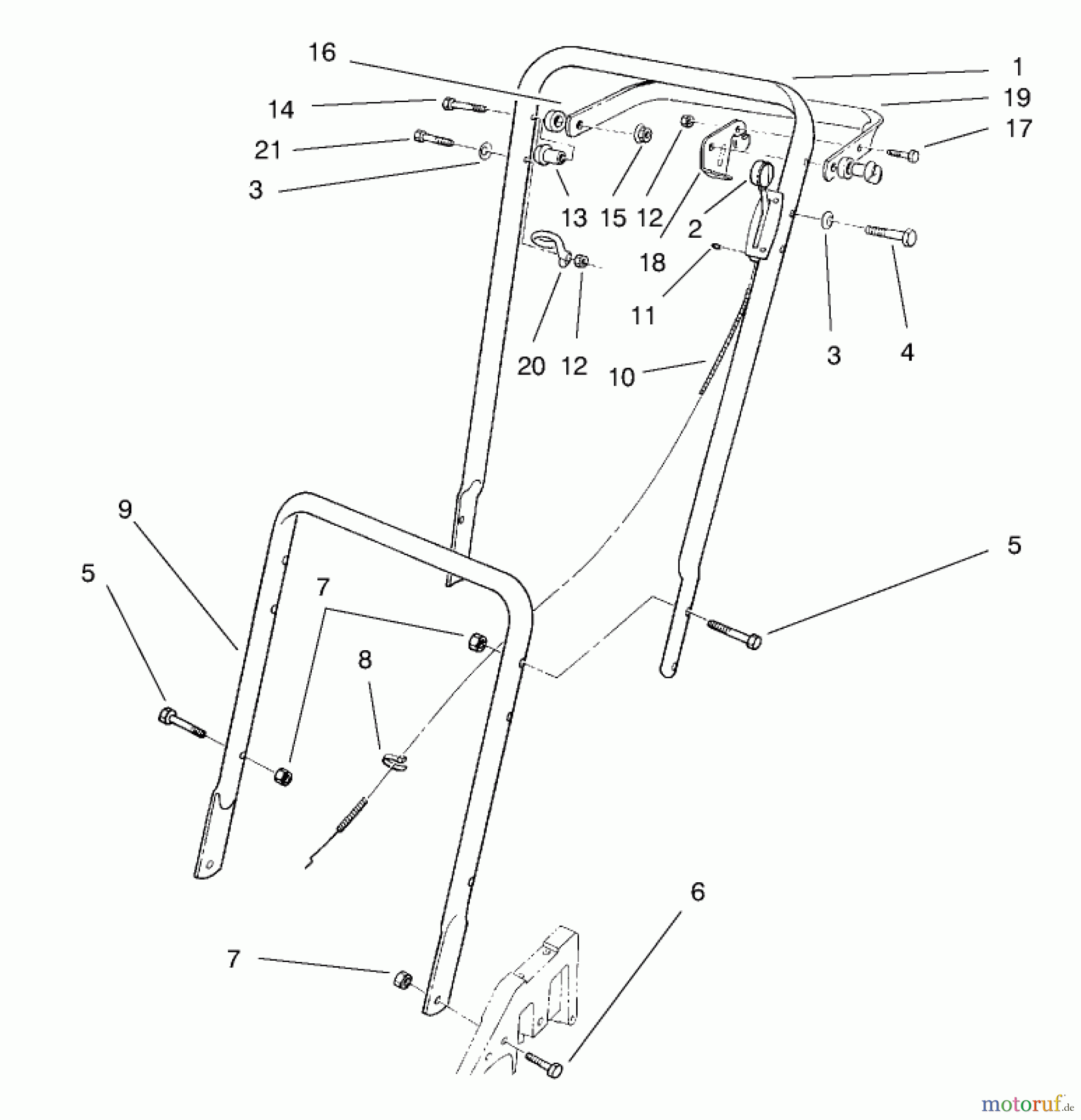  Toro Neu Mowers, Walk-Behind Seite 2 22026 - Toro Side Discharge Mower, 1999 (9900001-9999999) HANDLE ASSEMBLY