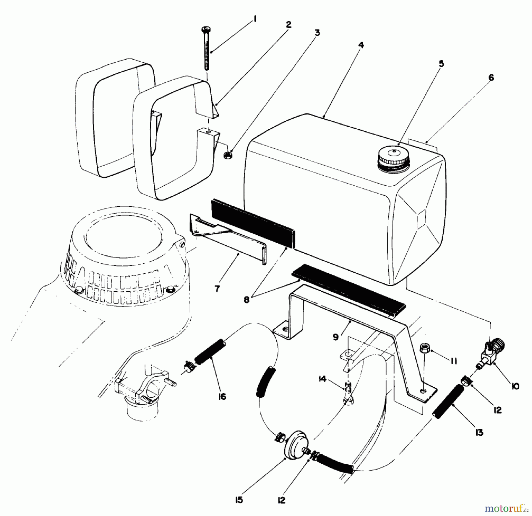  Toro Neu Mowers, Walk-Behind Seite 2 22035 - Toro Lawnmower, 1988 (8000001-8002989) GAS TANK ASSEMBLY