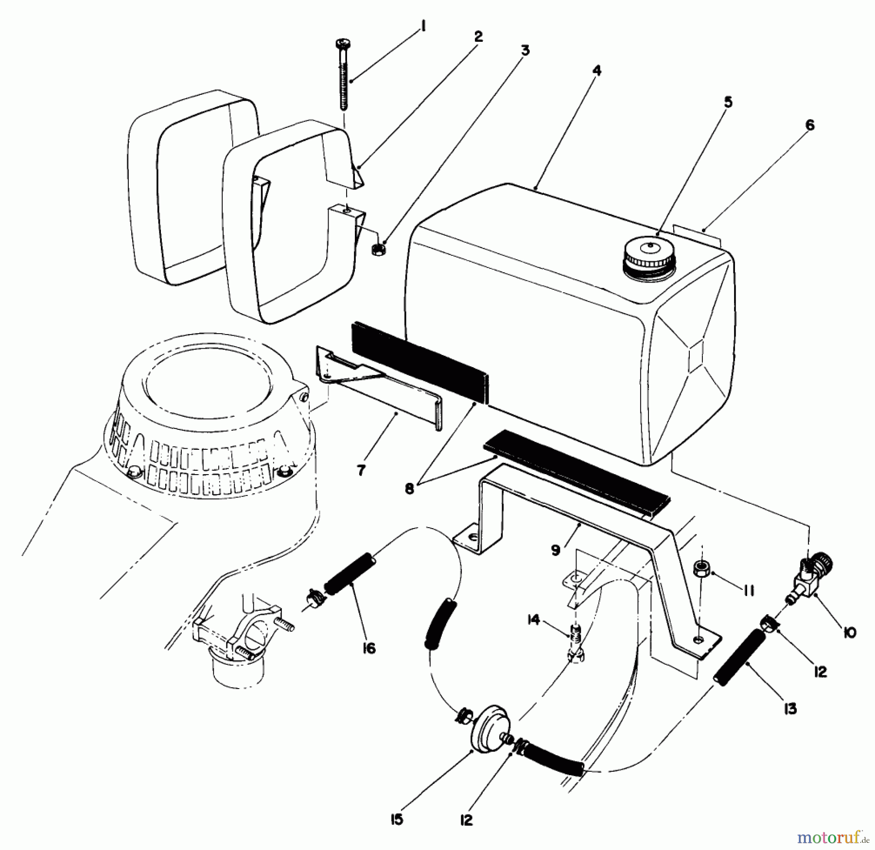  Toro Neu Mowers, Walk-Behind Seite 2 22035C - Toro Lawnmower, 1988 (8000001-8999999) GAS TANK ASSEMBLY