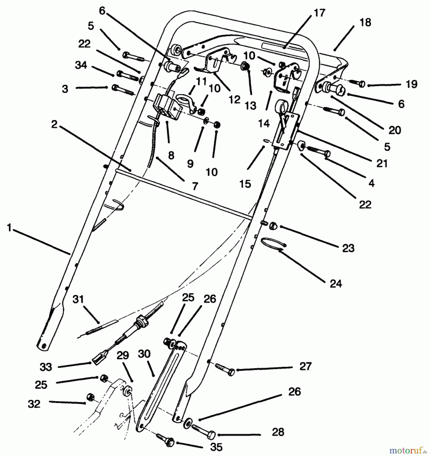  Toro Neu Mowers, Walk-Behind Seite 2 22037BC - Toro Lawnmower, 1995 (5900001-5999999) HANDLE ASSEMBLY