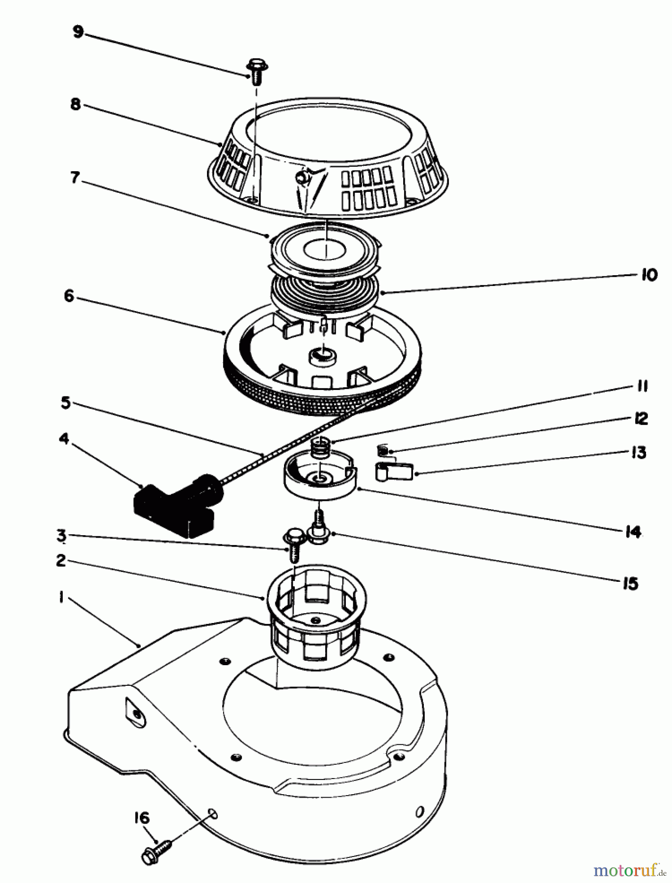  Toro Neu Mowers, Walk-Behind Seite 2 22040 - Toro Lawnmower, 1991 (1000001-1999999) RECOIL ASSEMBLY (MODEL NO. 47PL0-3)