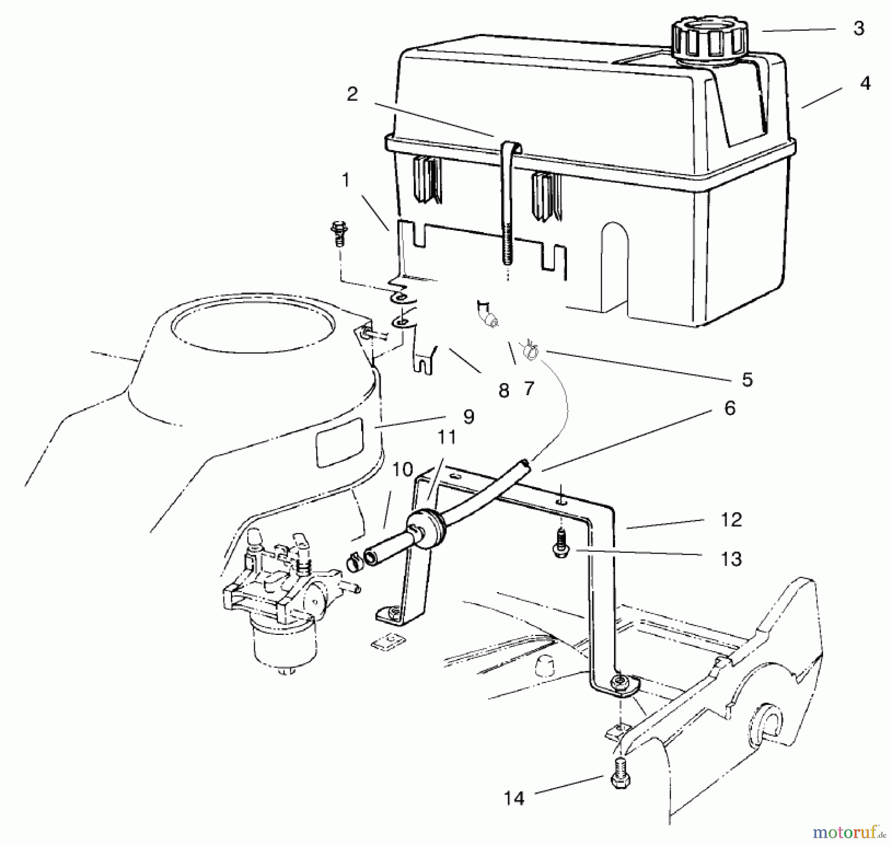  Toro Neu Mowers, Walk-Behind Seite 2 22040 - Toro Lawnmower, 1997 (7900001-7999999) GAS TANK ASSEMBLY