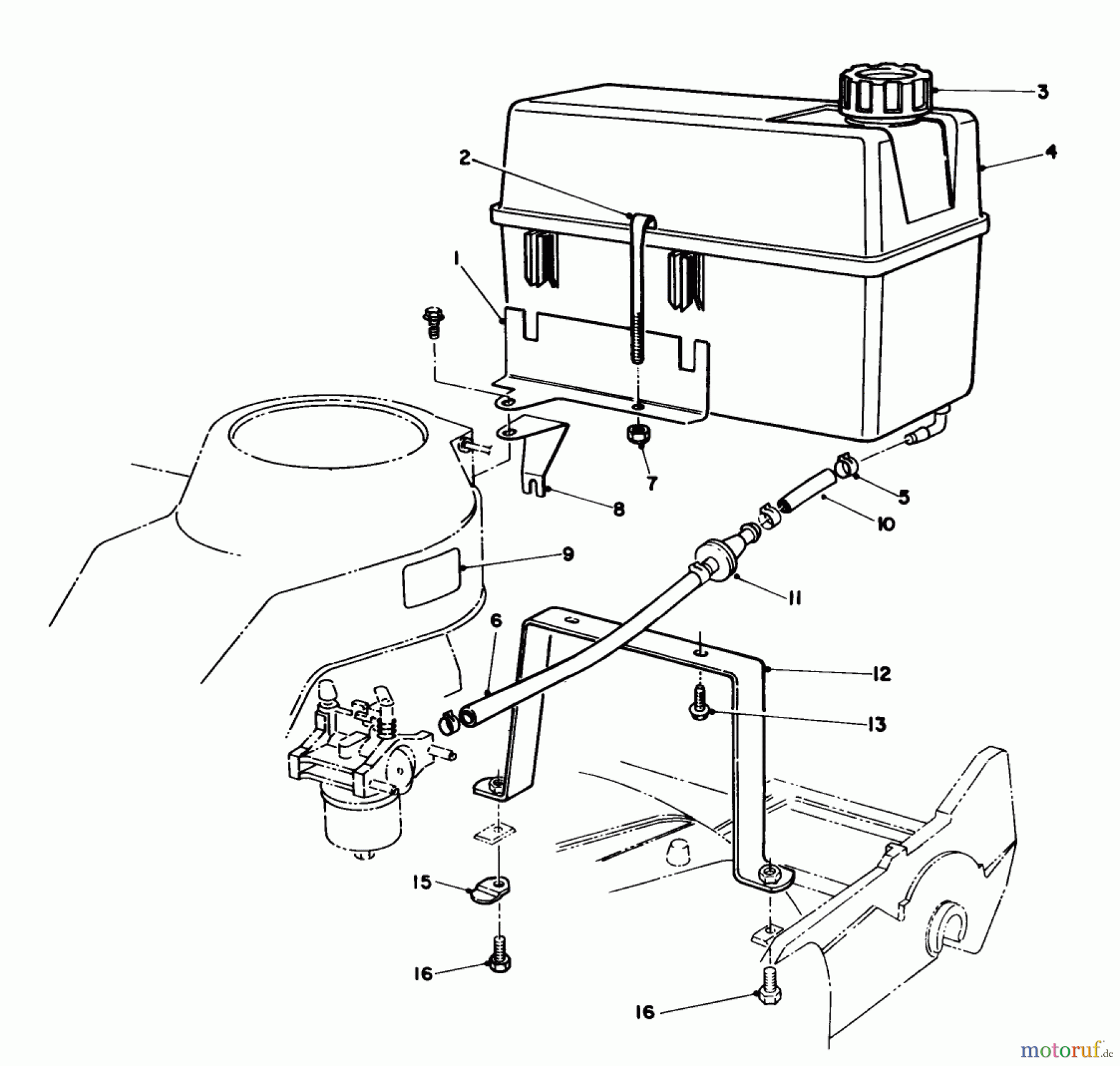  Toro Neu Mowers, Walk-Behind Seite 2 22043 - Toro Lawnmower, 1993 (3900965-3999999) GAS TANK ASSEMBLY