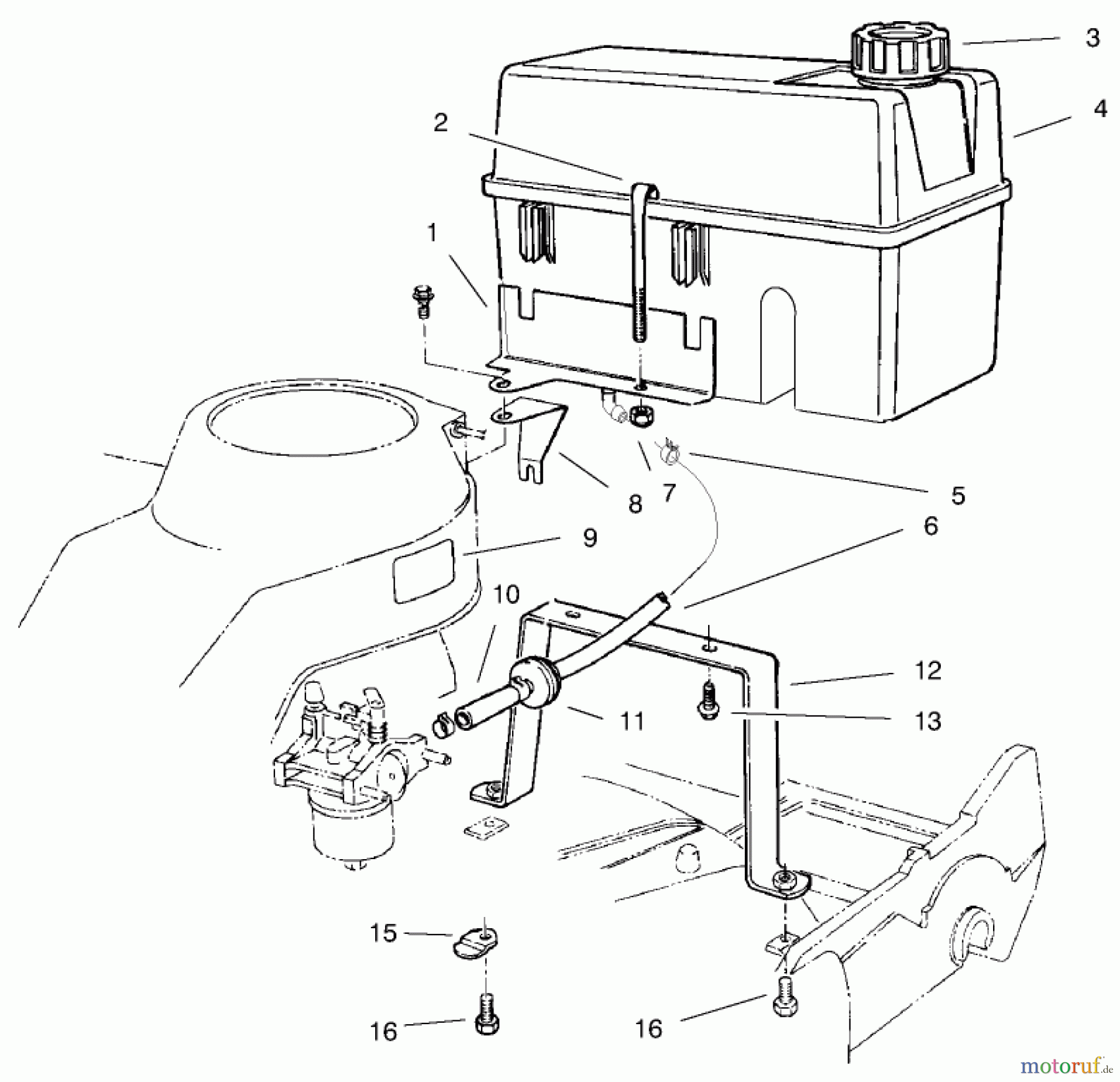  Toro Neu Mowers, Walk-Behind Seite 2 22043 - Toro Lawnmower, 1996 (6900001-6999999) GAS TANK ASSEMBLY