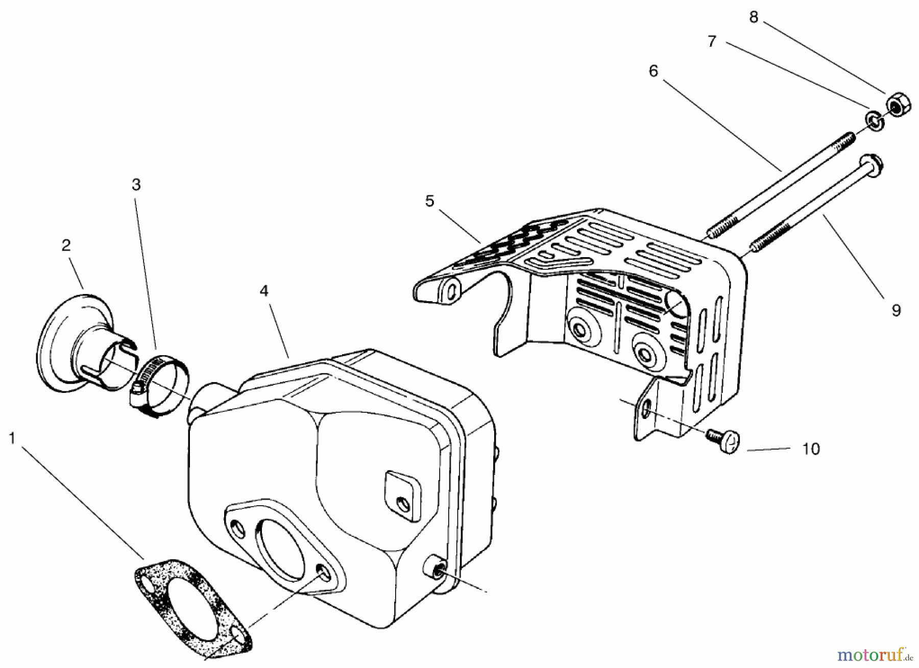  Toro Neu Mowers, Walk-Behind Seite 2 22043 - Toro Lawnmower, 1996 (6900001-6999999) MUFFLER ASSEMBLY (MODEL NO. 47PS5-3)(SERIAL NO. 6900001-7901902)(MODEL NO. 47PT7-3)(SERIAL NO. 7901903 & UP)