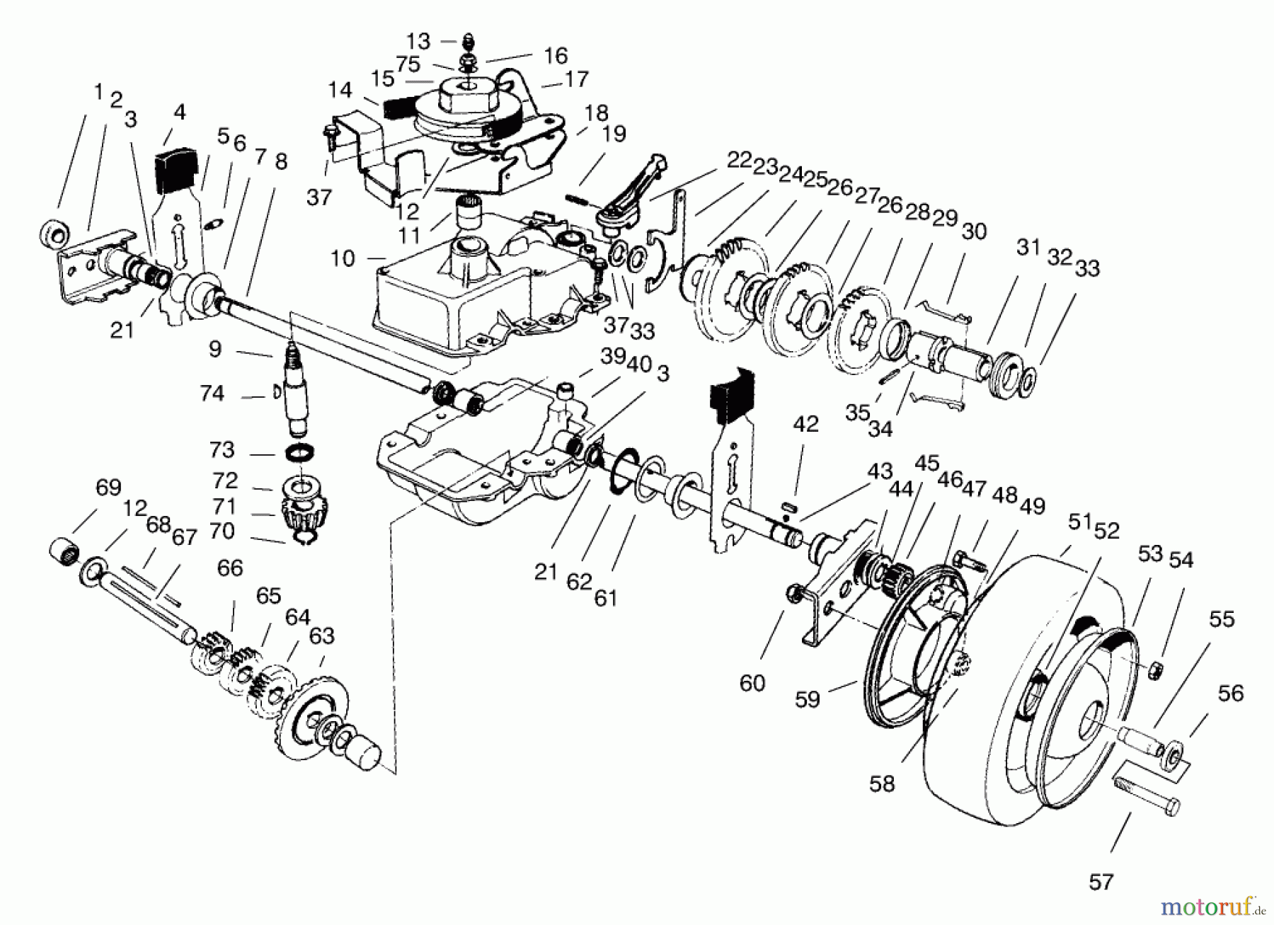  Toro Neu Mowers, Walk-Behind Seite 2 22043 - Toro Recycler Mower, 1999 (9900001-9999999) GEAR CASE ASSEMBLY