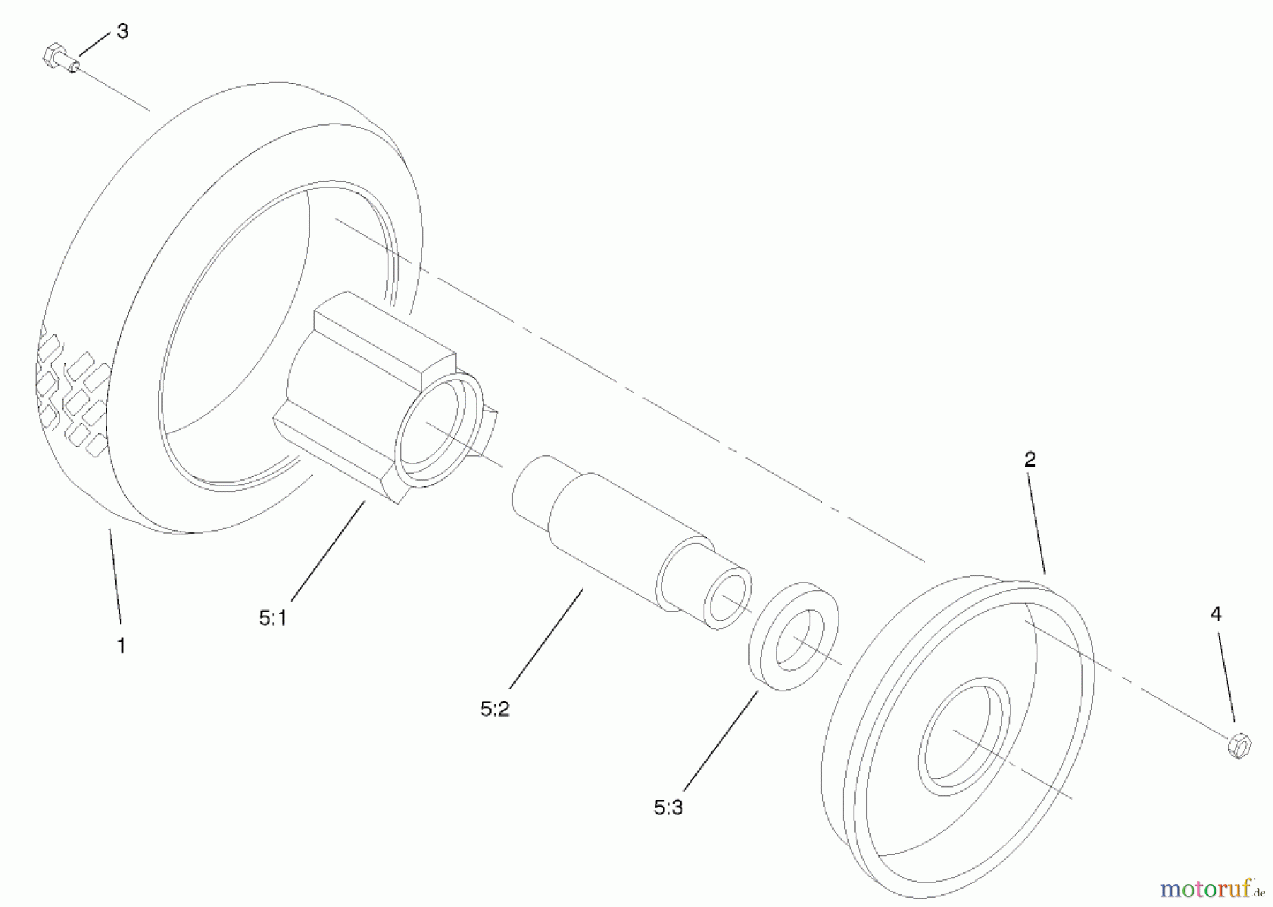  Toro Neu Mowers, Walk-Behind Seite 2 22043 - Toro Recycler Mower, 2001 (210000001-210999999) FRONT WHEEL AND TIRE ASSEMBLY