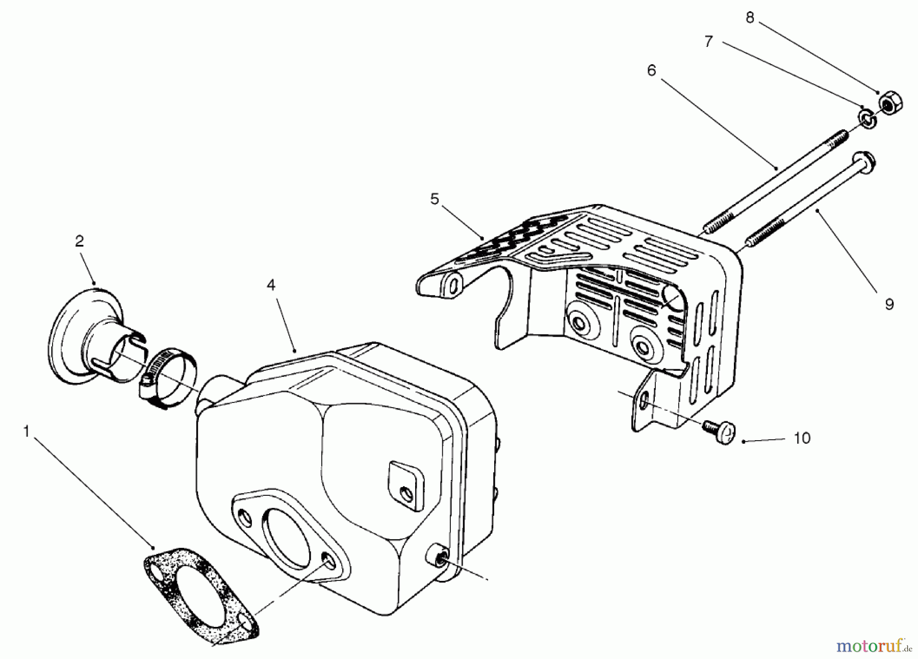  Toro Neu Mowers, Walk-Behind Seite 2 22043 - Toro Recycler Mower, 2001 (210000001-210999999) MUFFLER ASSEMBLY