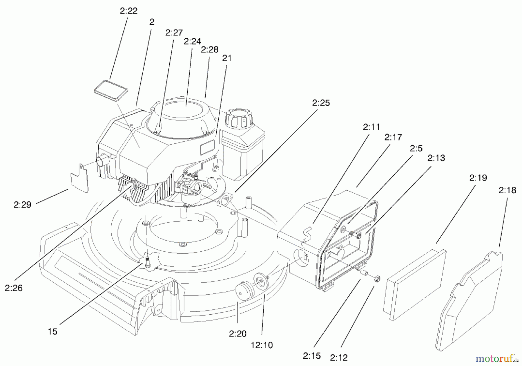  Toro Neu Mowers, Walk-Behind Seite 2 22045 - Toro Recycler Mower, 2000 (200000001-200999999) ENGINE ASSEMBLY