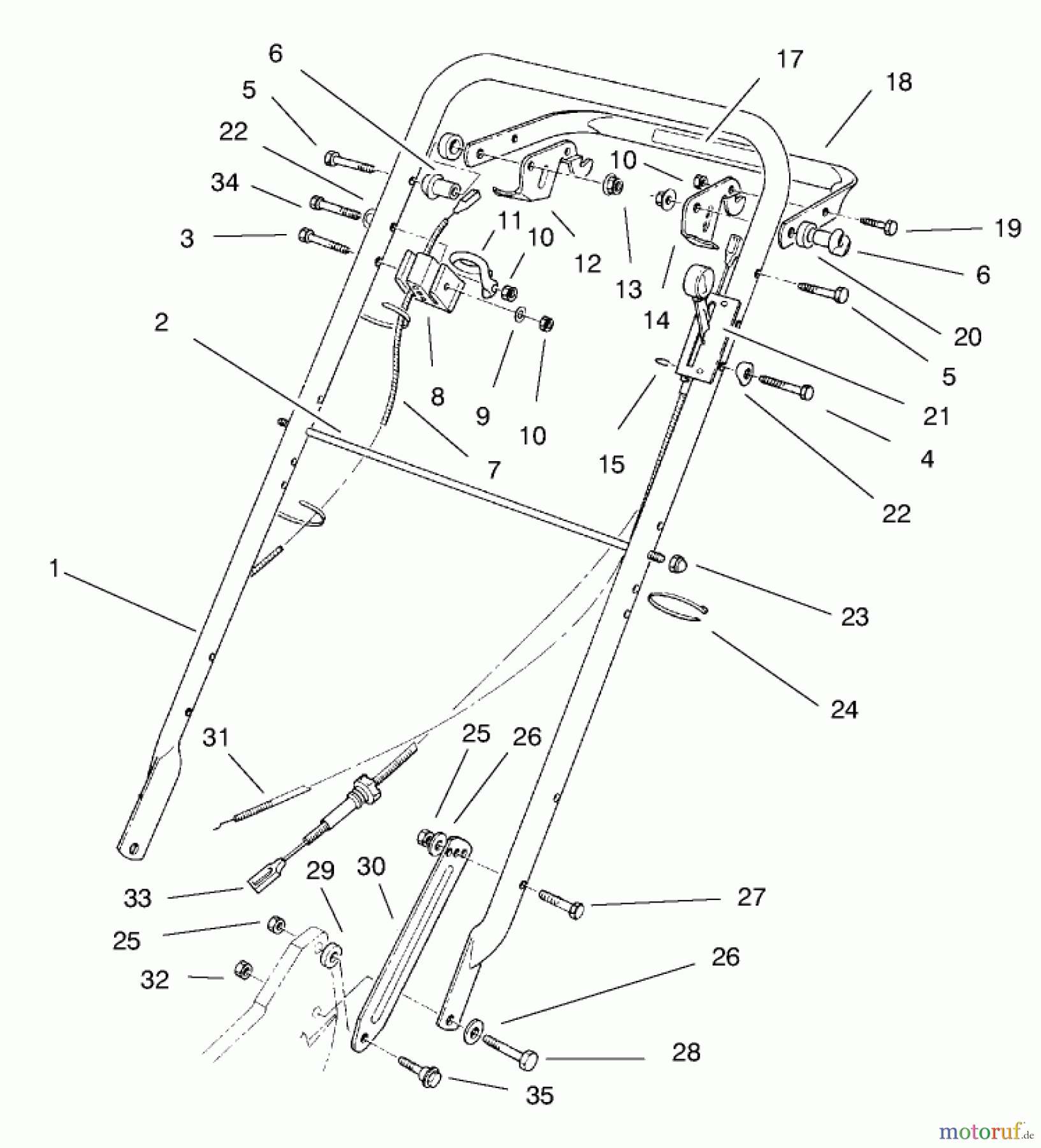  Toro Neu Mowers, Walk-Behind Seite 2 22141 - Toro Lawnmower, 1997 (790000001-799999999) HANDLE ASSEMBLY