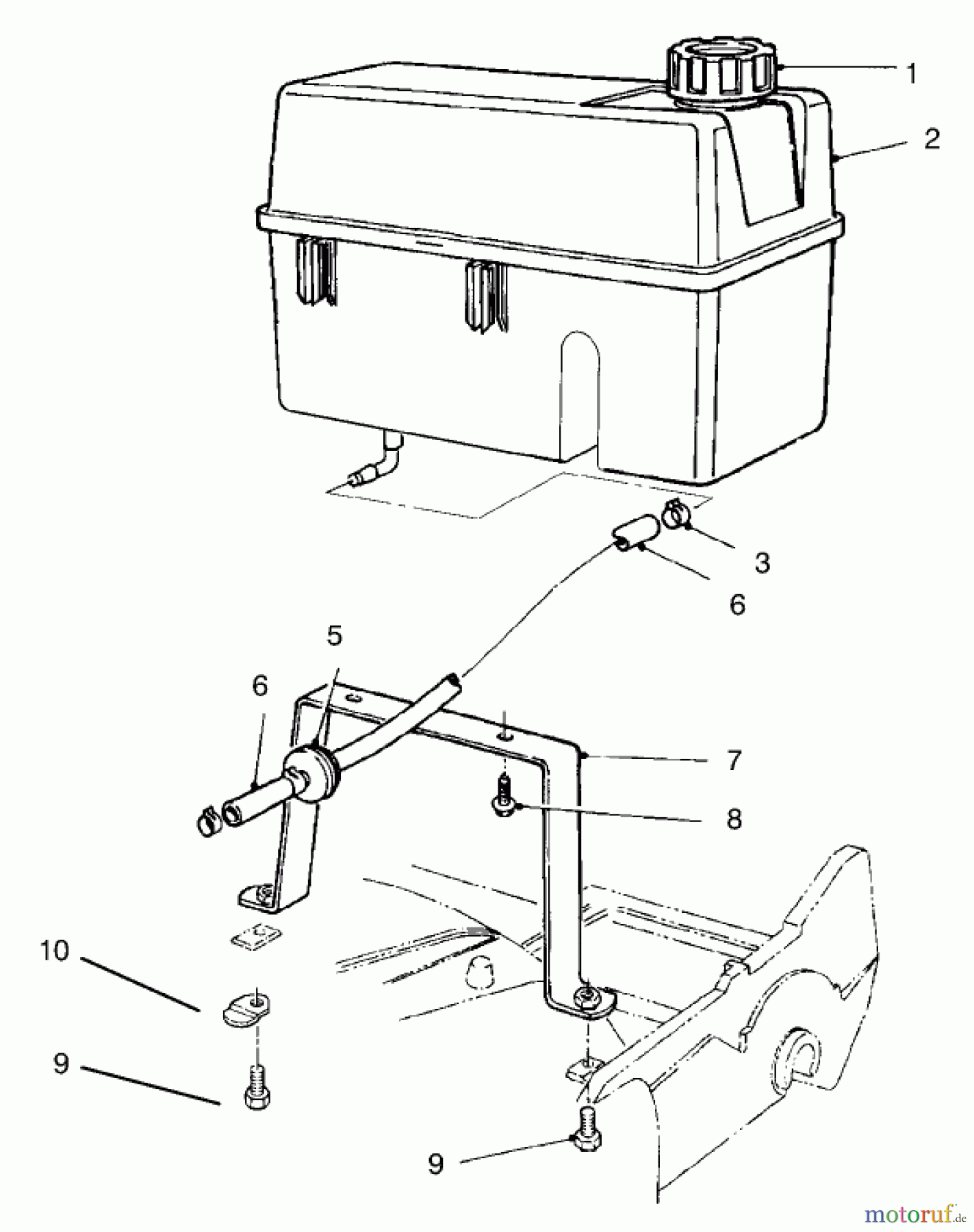  Toro Neu Mowers, Walk-Behind Seite 2 22142 - Toro Lawnmower, 1997 (7900001-7999999) GAS TANK ASSEMBLY