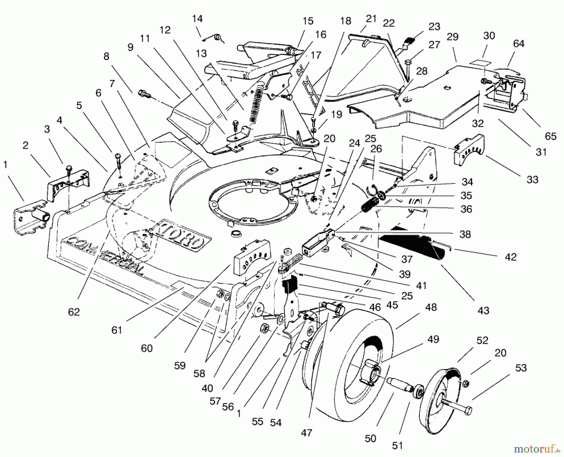  Toro Neu Mowers, Walk-Behind Seite 2 22142 - Toro Lawnmower, 1997 (7900001-7999999) HOUSING ASSEMBLY