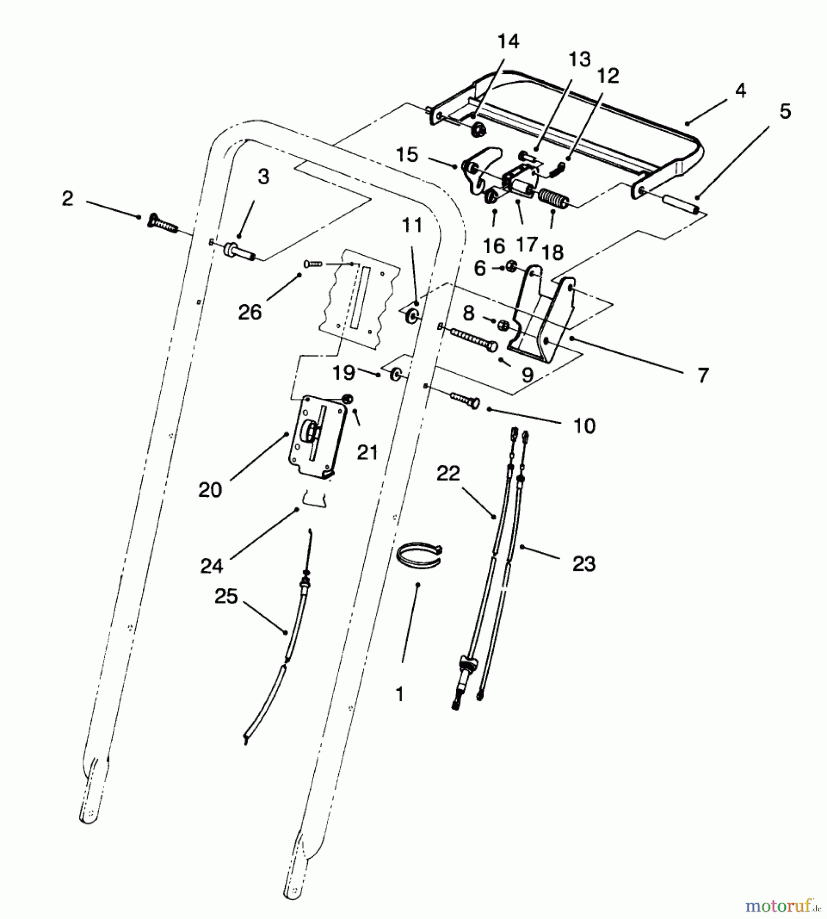  Toro Neu Mowers, Walk-Behind Seite 2 22151 - Toro Lawnmower, 1996 (6900001-6999999) TRACTION CONTROL ASSEMBLY