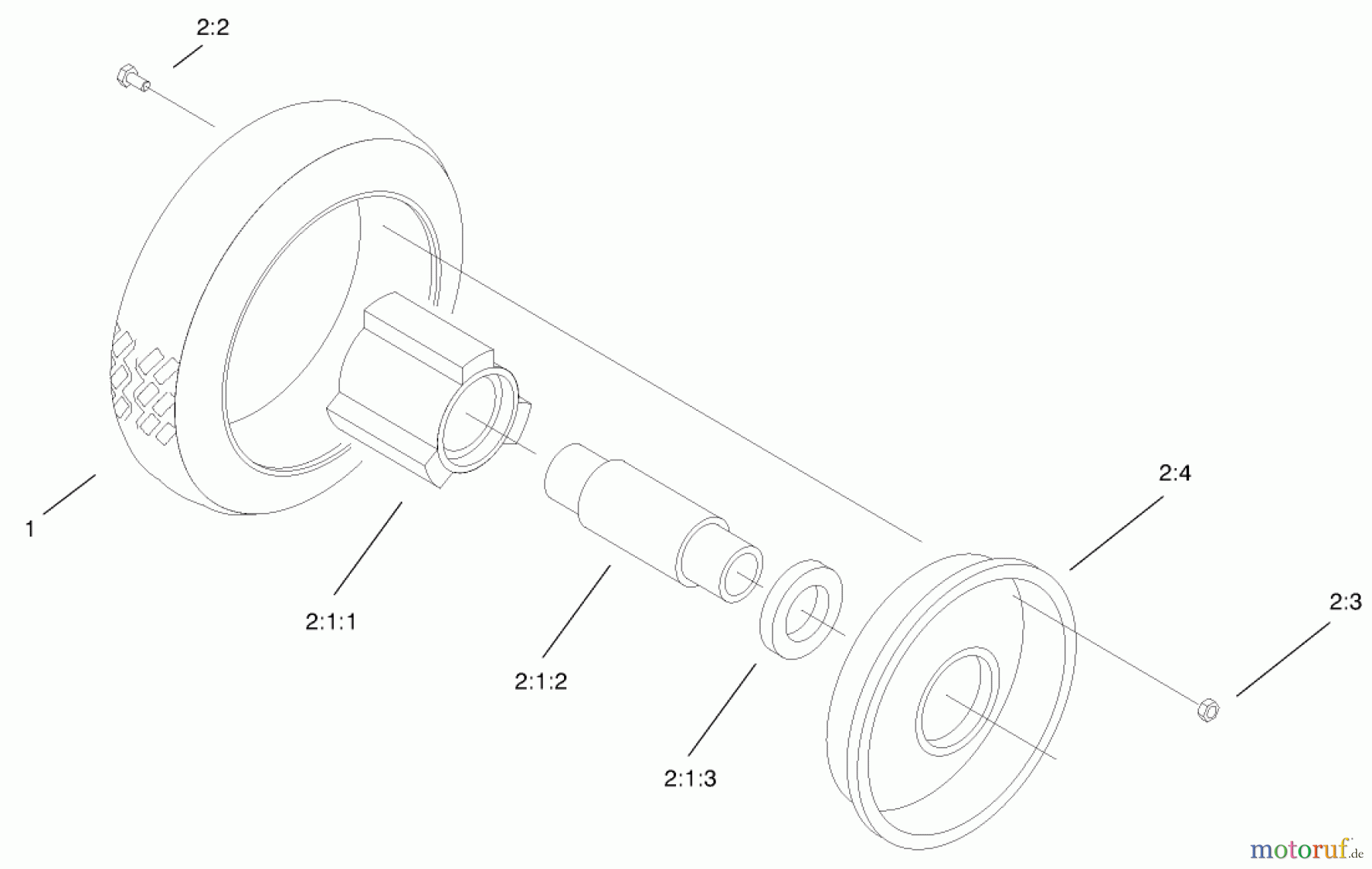  Toro Neu Mowers, Walk-Behind Seite 2 22158 - Toro Recycler Rear Bagger Mower, 1999 (9900001-9999999) FRONT WHEEL ASSEMBLY