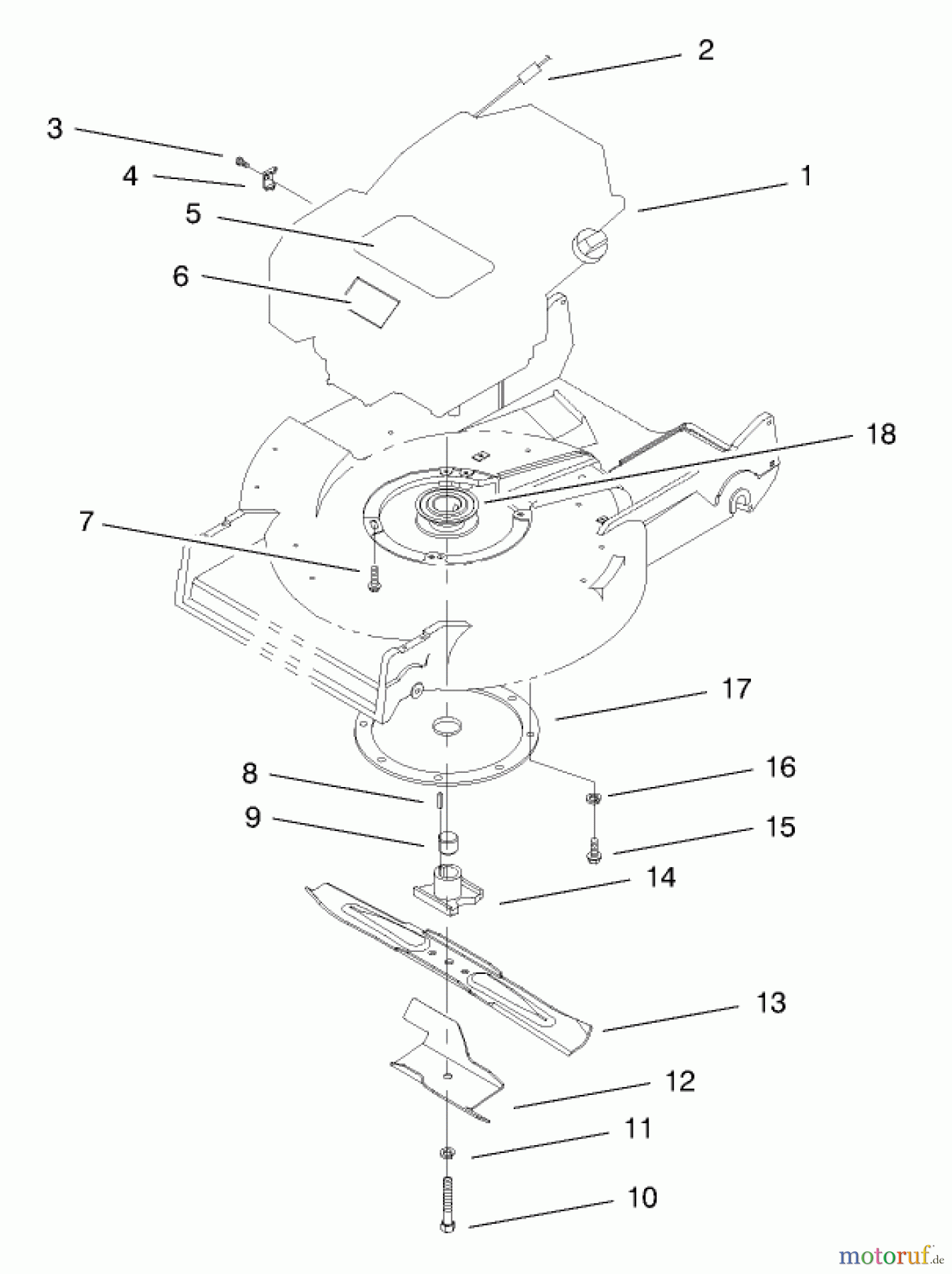  Toro Neu Mowers, Walk-Behind Seite 2 22161 - Toro Recycler Mower, 1998 (8900001-8999999) ENGINE & BLADE ASSEMBLY