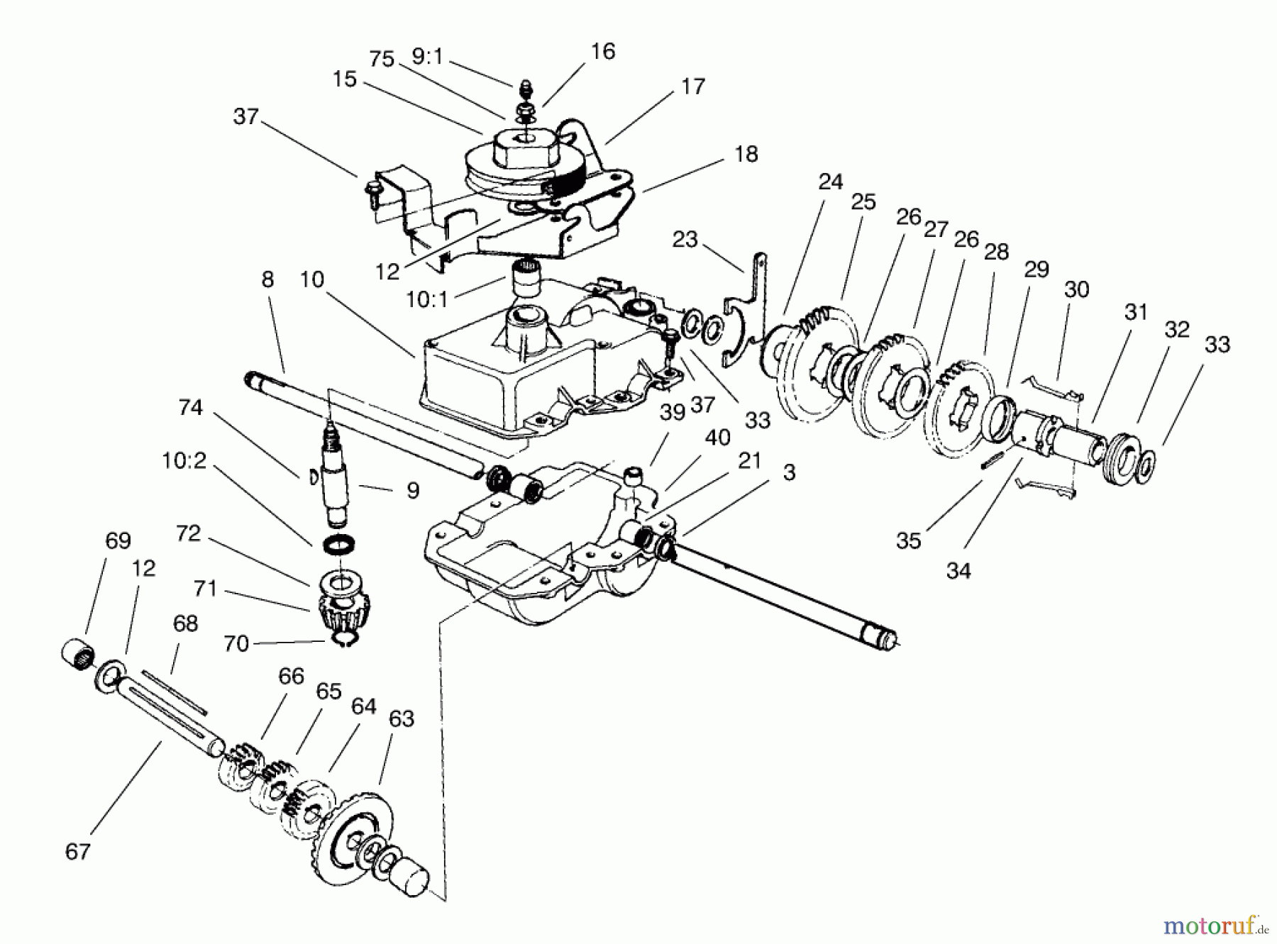  Toro Neu Mowers, Walk-Behind Seite 2 22161 - Toro Recycler Mower, 1999 (9900001-9999999) GEAR CASE ASSEMBLY