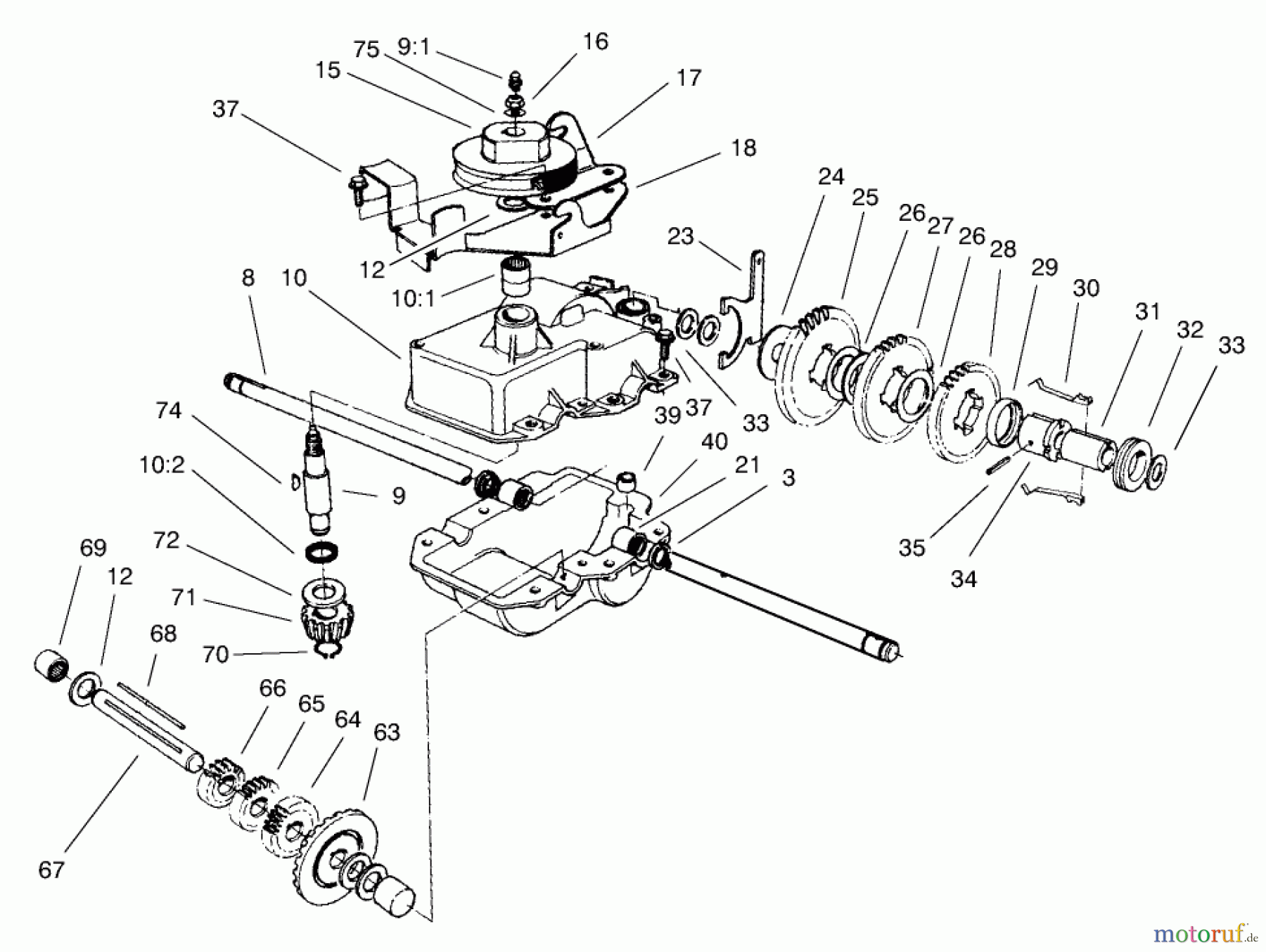  Toro Neu Mowers, Walk-Behind Seite 2 22162 - Toro Recycler Mower, 1999 (9900001-9999999) GEAR CASE ASSEMBLY