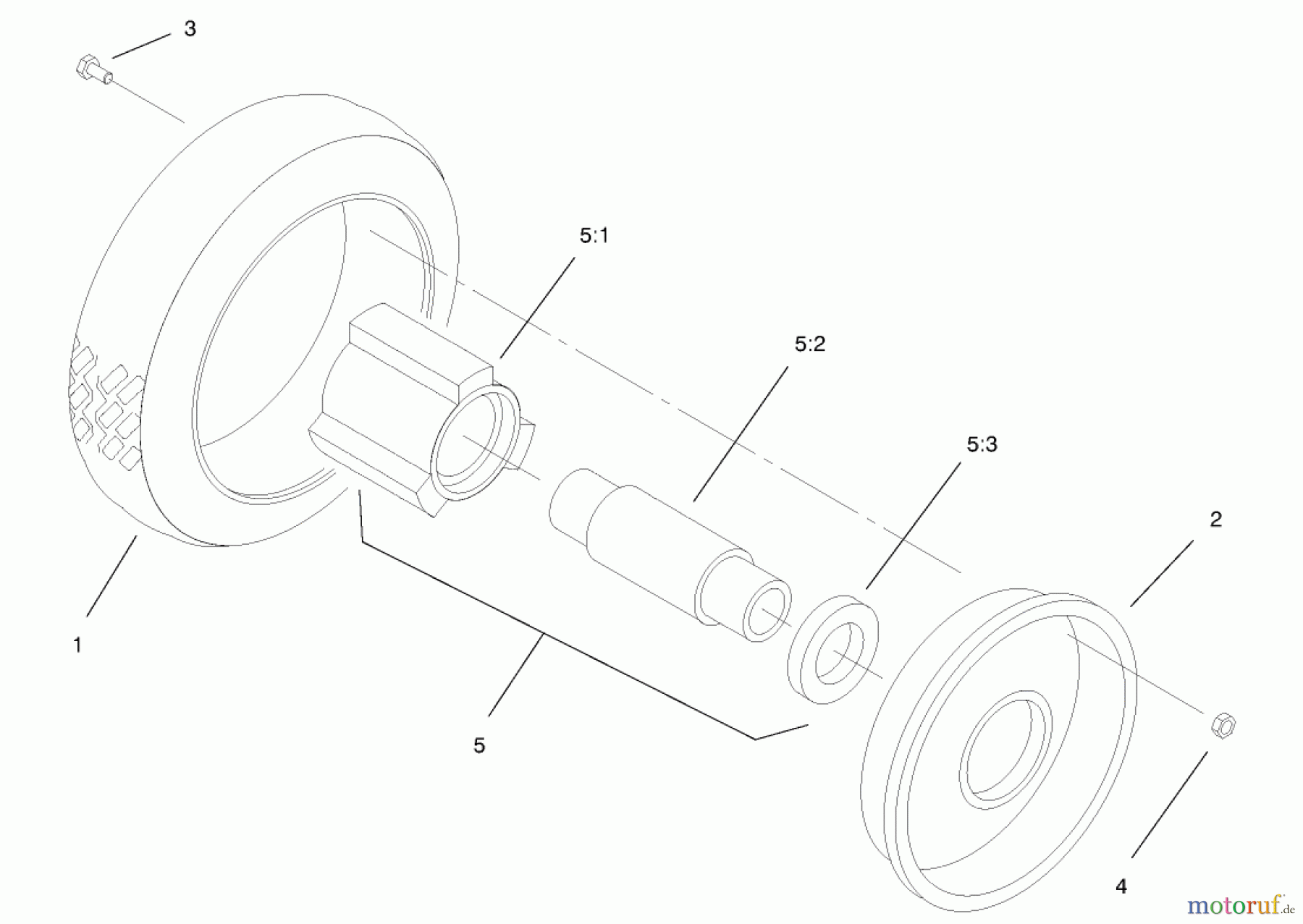  Toro Neu Mowers, Walk-Behind Seite 2 22162 - Toro Recycler Mower, 2001 (210000001-210999999) FRONT WHEEL AND TIRE ASSEMBLY NO. 53-7720