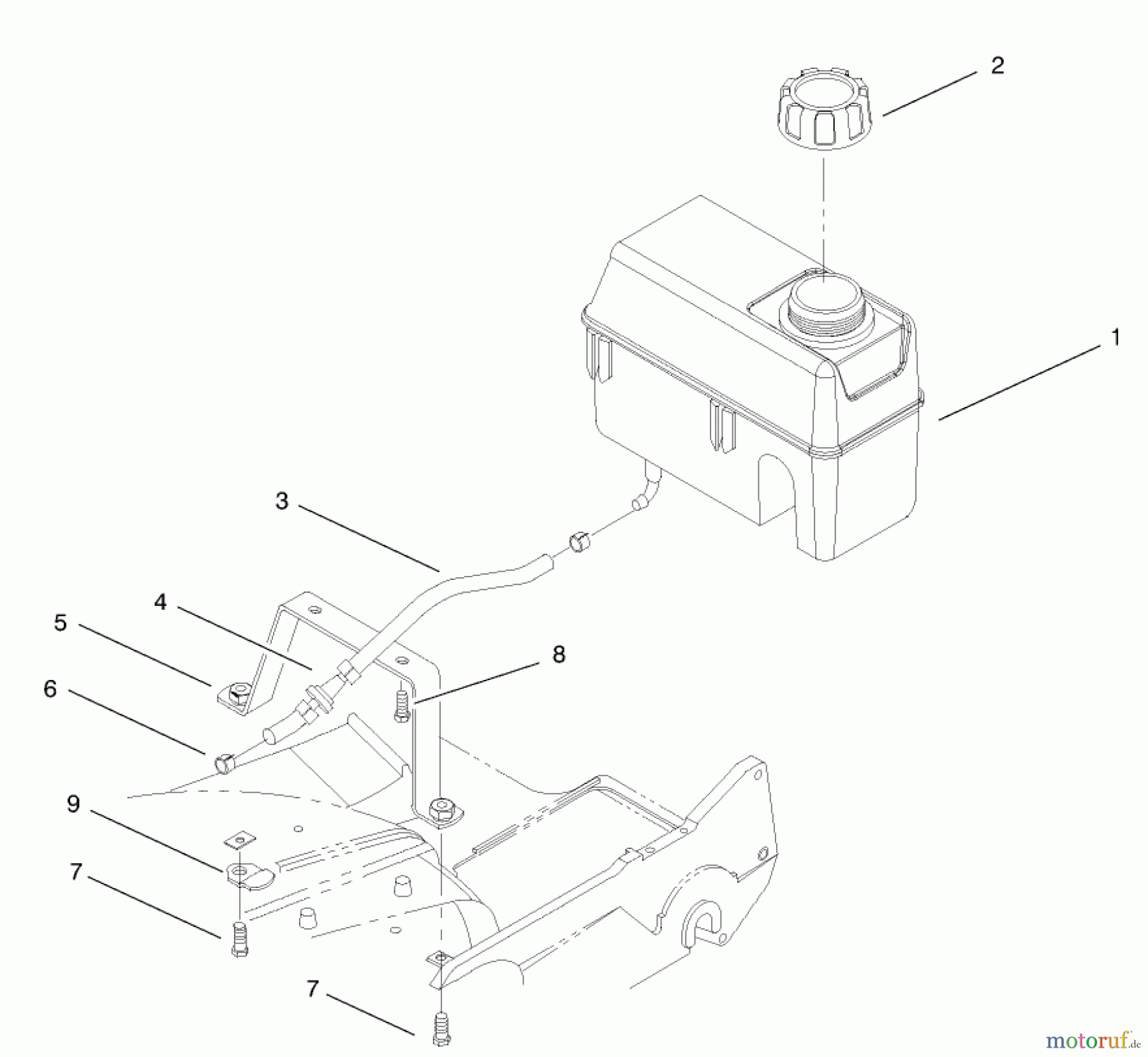  Toro Neu Mowers, Walk-Behind Seite 2 22162 - Toro Recycler Mower, 2001 (210000001-210999999) FUEL TANK ASSEMBLY