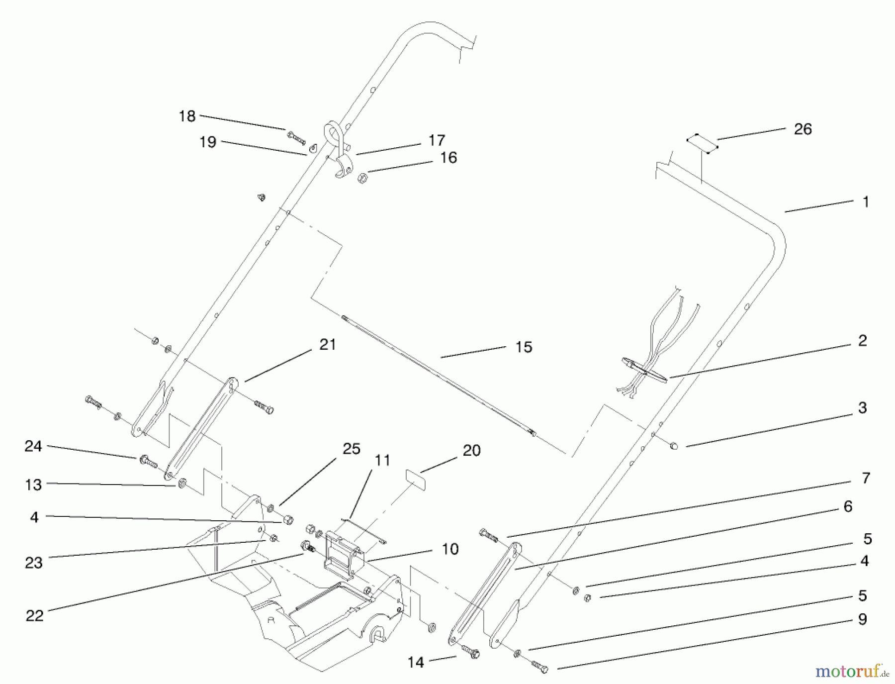  Toro Neu Mowers, Walk-Behind Seite 2 22162 - Toro Recycler Mower, 2001 (210000001-210999999) HANDLE ASSEMBLY