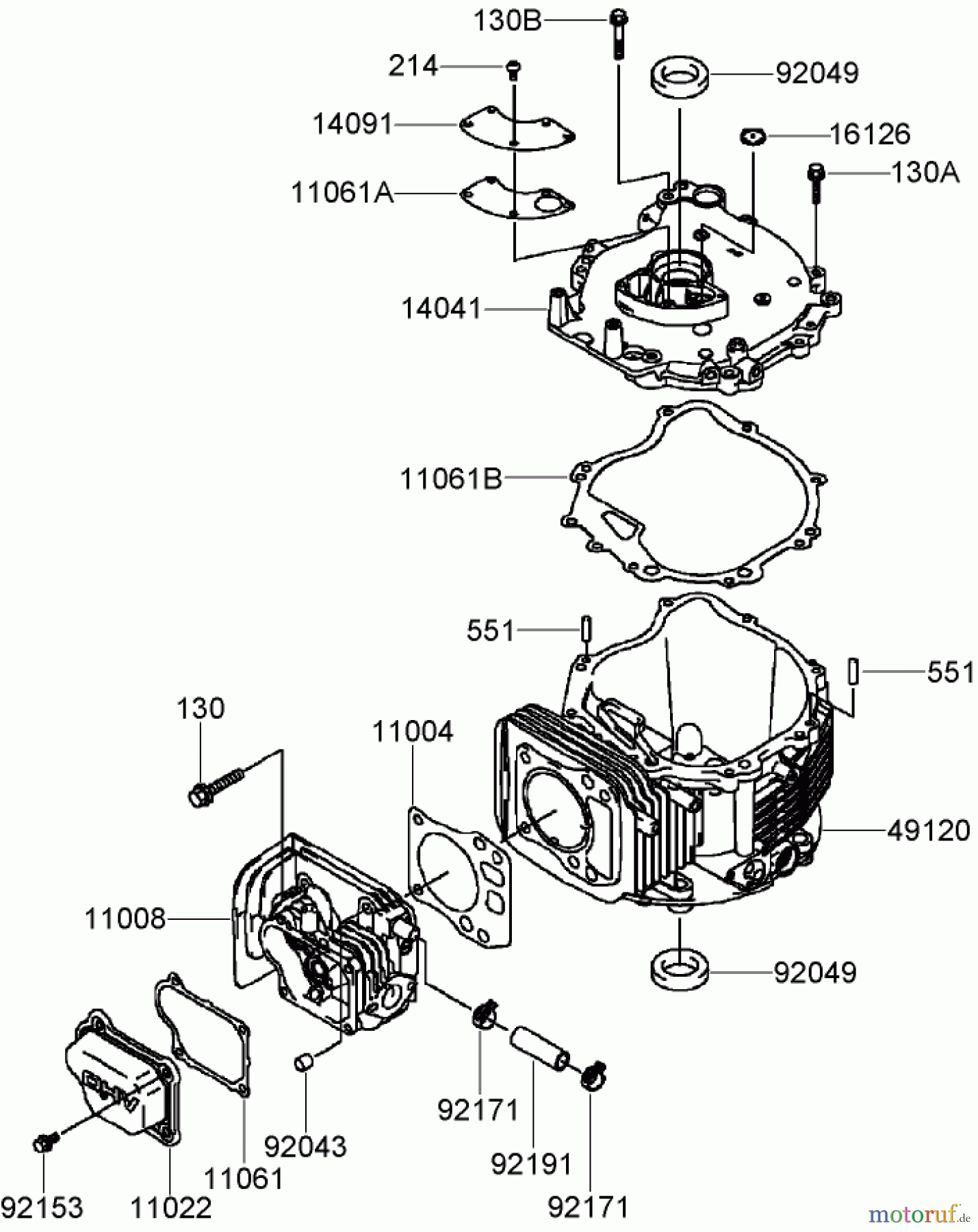  Toro Neu Mowers, Walk-Behind Seite 2 22163 (PT21) - Toro PT21 Trim Mower, 2007 (270000001-270999999) CYLINDER AND CRANKCASE ASSEMBLY KAWASAKI FJ180V-AS28