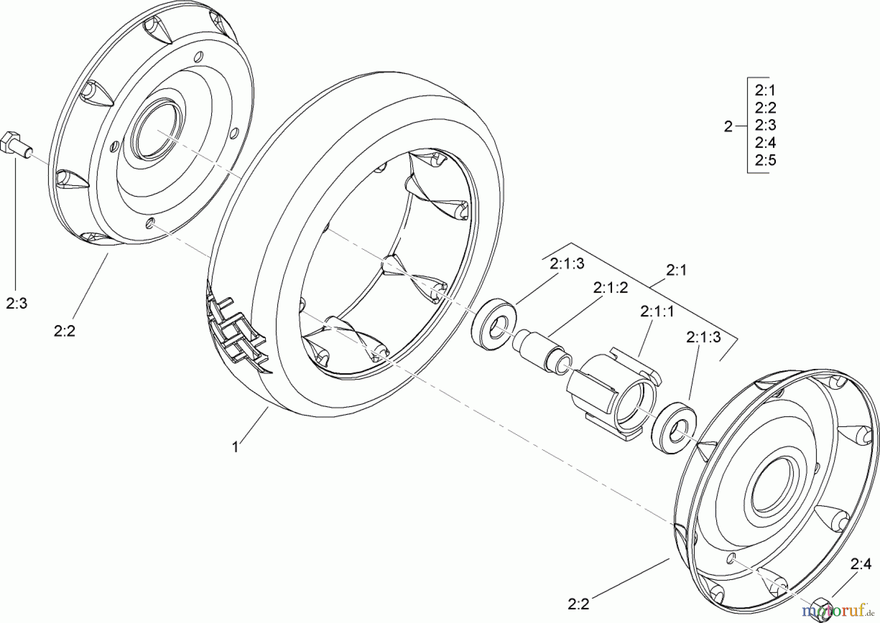  Toro Neu Mowers, Walk-Behind Seite 2 22163 (PT21) - Toro PT21 Trim Mower, 2007 (270000001-270999999) FRONT WHEEL AND TIRE ASSEMBLY NO. 100-2870