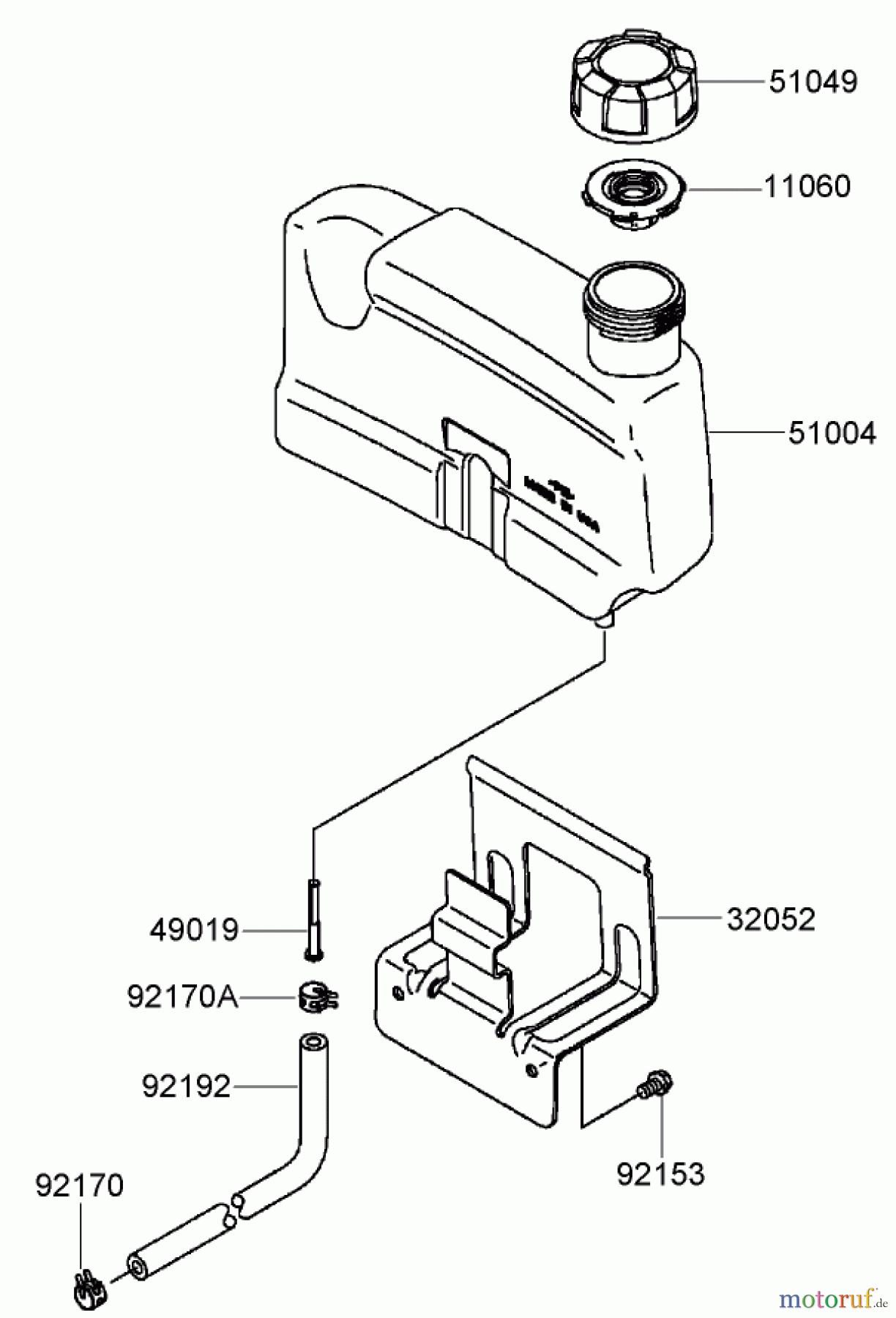  Toro Neu Mowers, Walk-Behind Seite 2 22163 (PT21) - Toro PT21 Trim Mower, 2008 (280000001-280999999) FUEL TANK AND FUEL VALVE ASSEMBLY KAWASAKI FJ180V-AS28