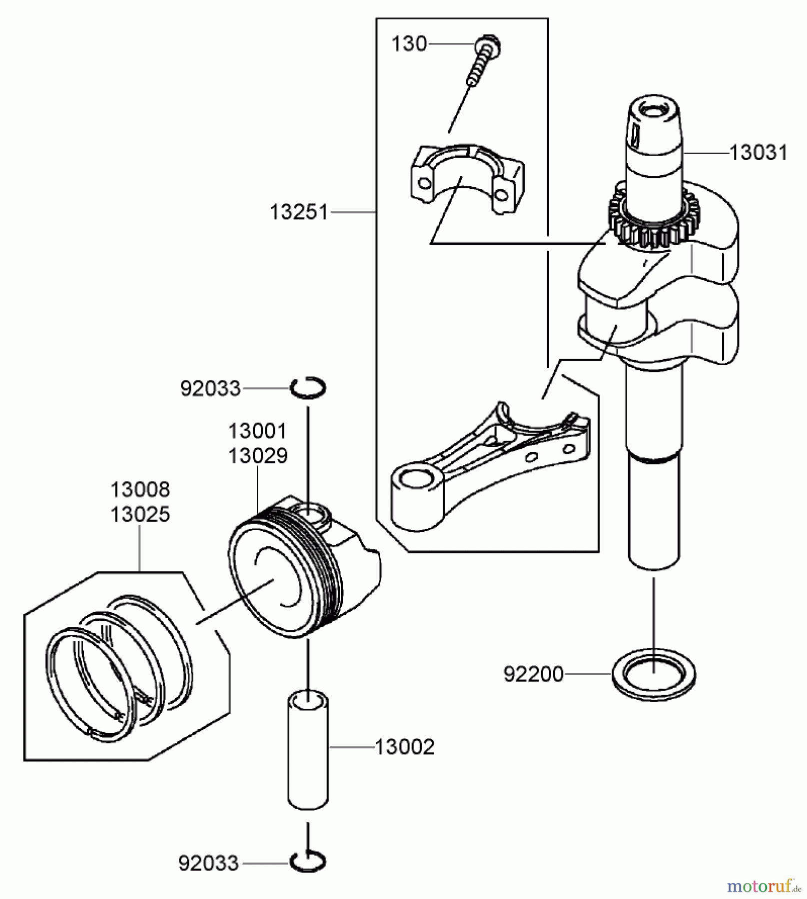  Toro Neu Mowers, Walk-Behind Seite 2 22163 (PT21) - Toro PT21 Trim Mower, 2008 (280000001-280999999) PISTON AND CRANKSHAFT ASSEMBLY KAWASAKI FJ180V-AS28