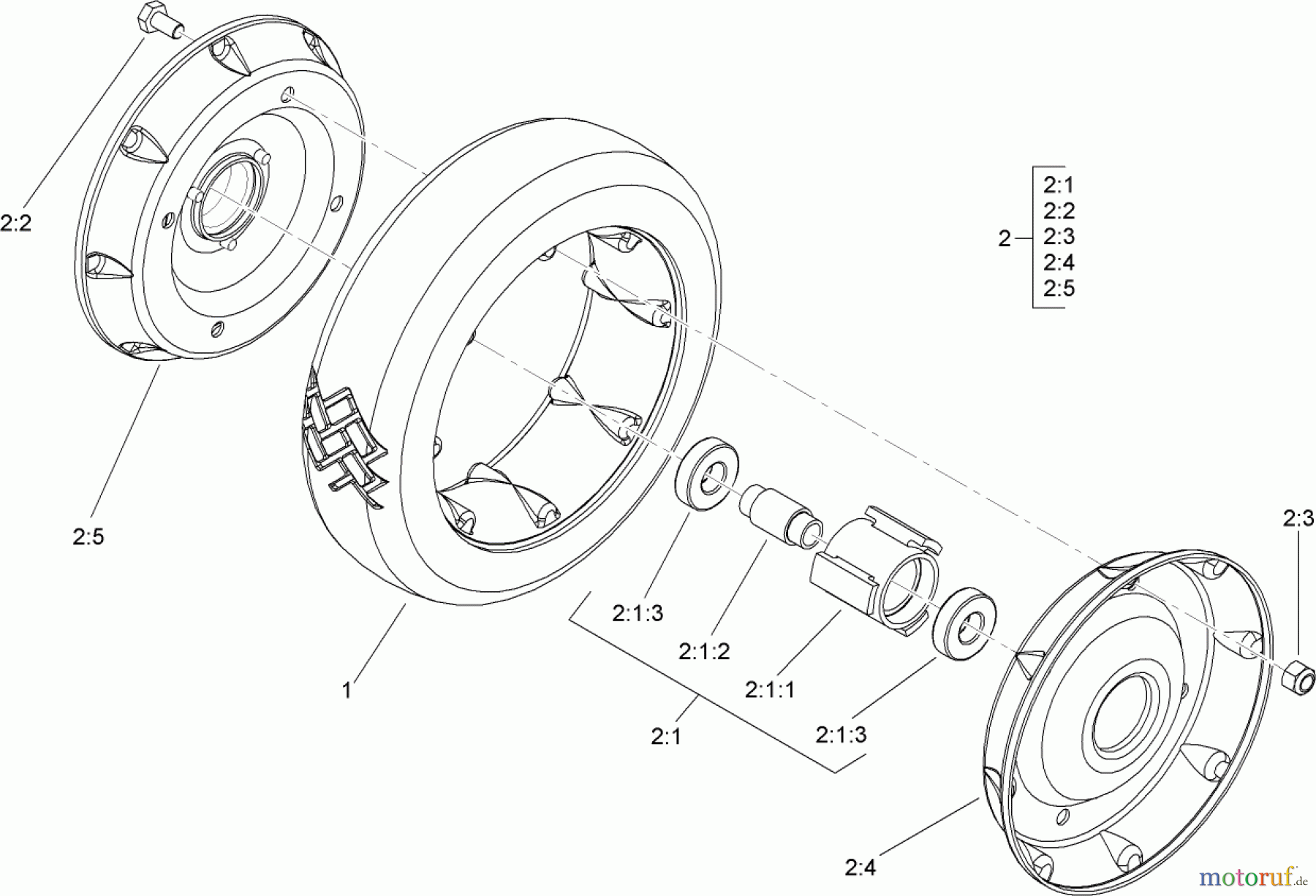  Toro Neu Mowers, Walk-Behind Seite 2 22164 (PT21) - Toro PT21 Trim Mower, 2007 (270000001-270003000) REAR WHEEL ASSEMBLY NO. 100-2860