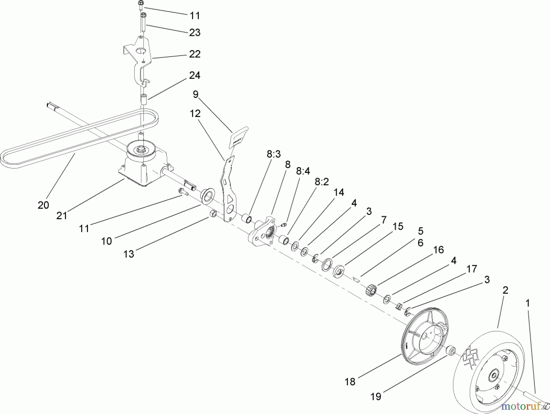  Toro Neu Mowers, Walk-Behind Seite 2 22164 (PT21) - Toro PT21 Trim Mower, 2007 (270000001-270003000) TRANSMISSION ASSEMBLY