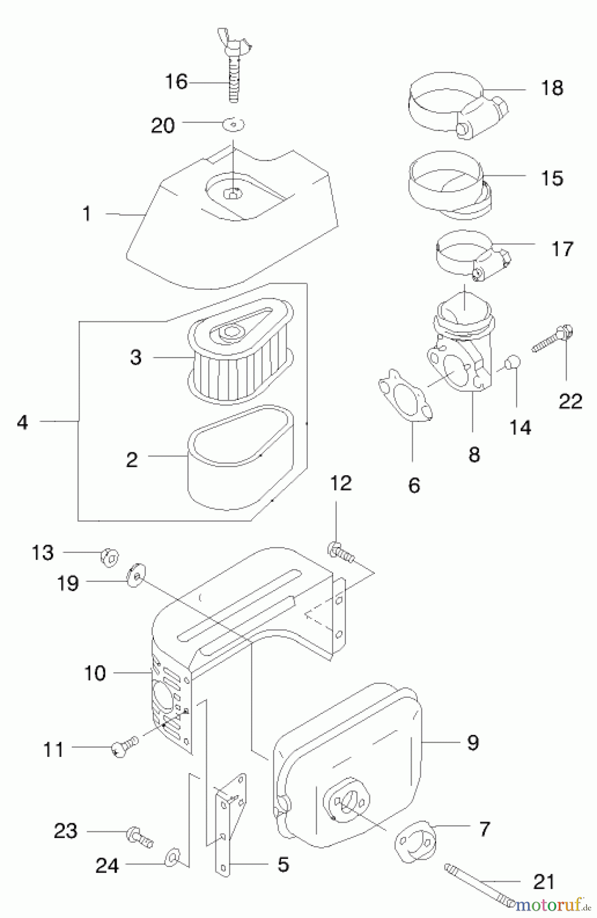  Toro Neu Mowers, Walk-Behind Seite 2 22170 - Toro Recycler Mower, 2000 (200000001-200999999) AIR FILTER/MUFFLER