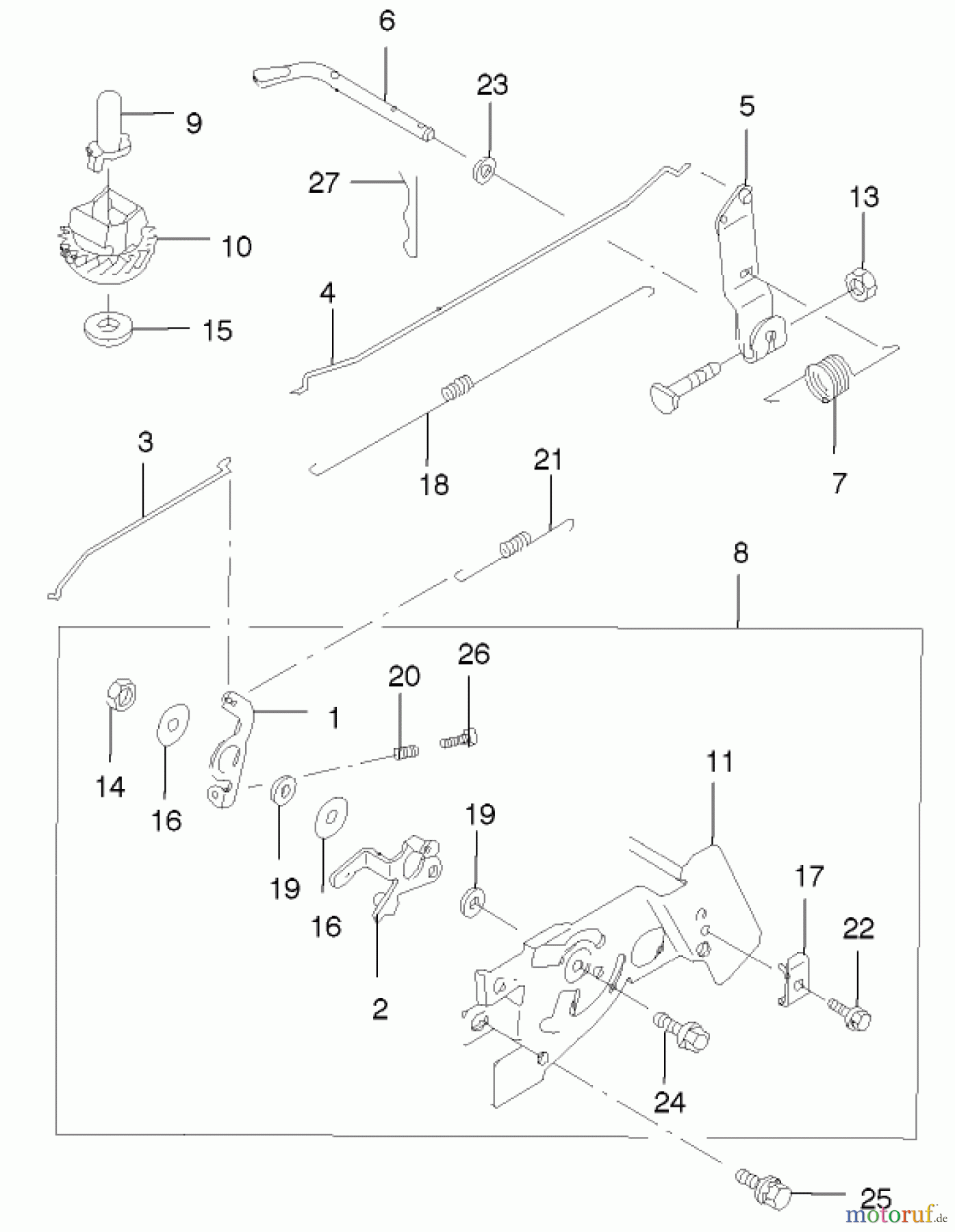  Toro Neu Mowers, Walk-Behind Seite 2 22170 - Toro Recycler Mower, 2001 (210000001-210999999) CONTROL LINKAGE ASSEMBLY