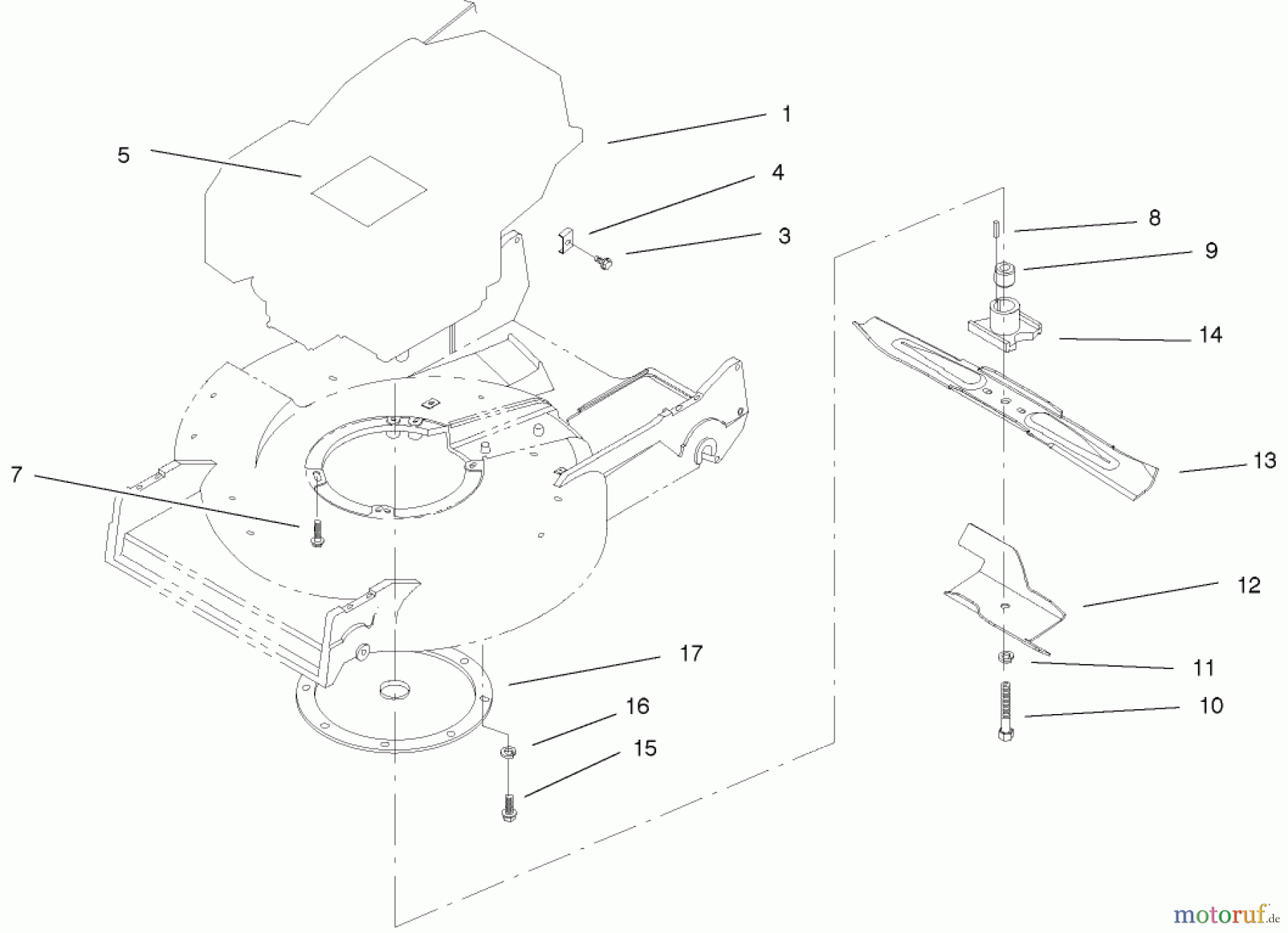  Toro Neu Mowers, Walk-Behind Seite 2 22170 - Toro Recycler Mower, 2001 (210000001-210999999) ENGINE & BLADE ASSEMBLY