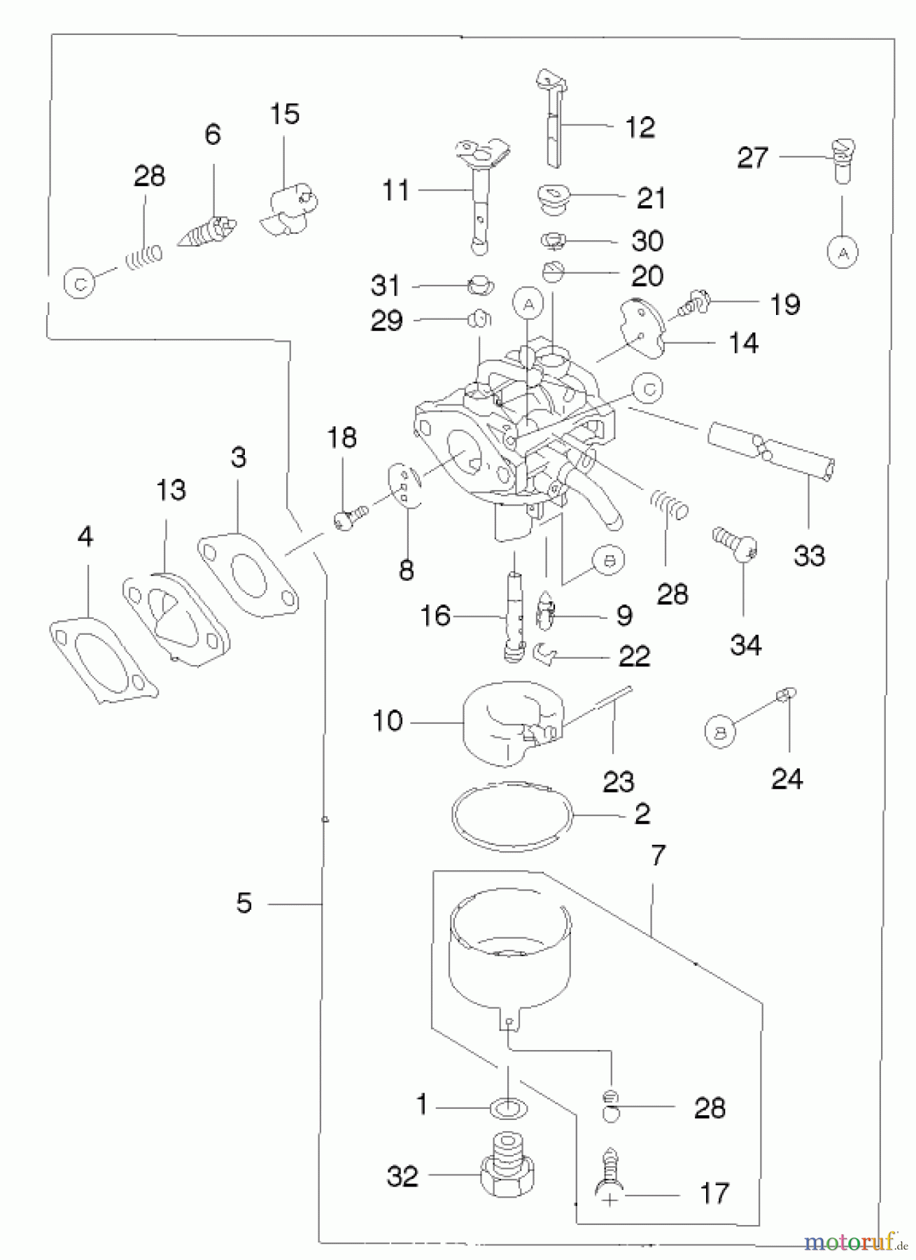  Toro Neu Mowers, Walk-Behind Seite 2 22171 - Toro Recycler Mower, 2002 (220000001-220999999) CARBURETOR ASSEMBLY