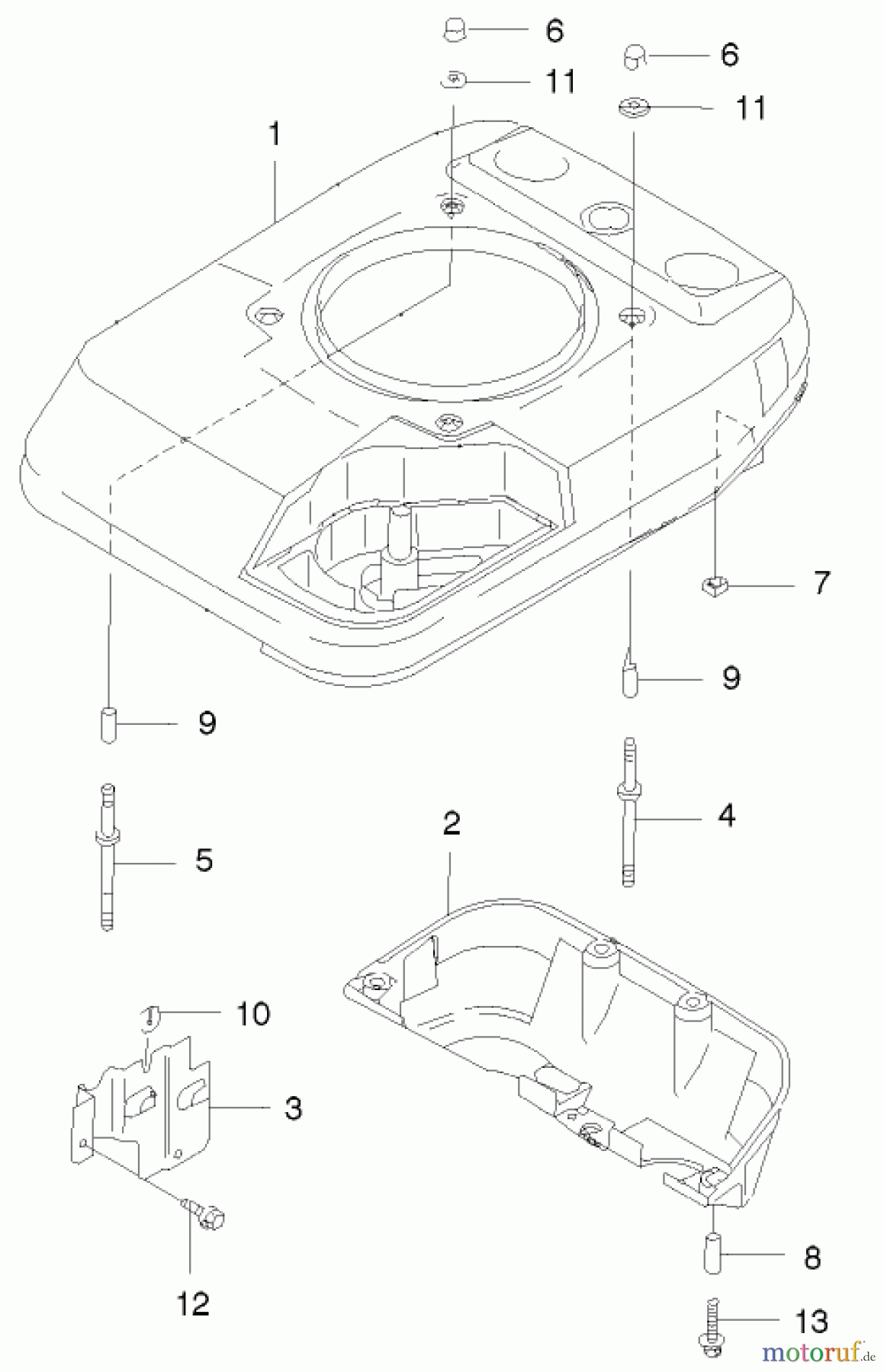  Toro Neu Mowers, Walk-Behind Seite 2 22172 - Toro Recycler Mower, 2001 (210000001-210999999) COVER AND COOLING ASSEMBLY